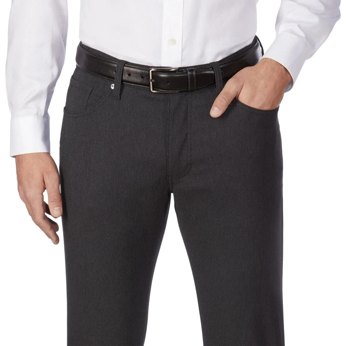 Urban Star Men’s Stretch Relaxed Fit Straight Leg Pants, Dark Gray, Size 32X32