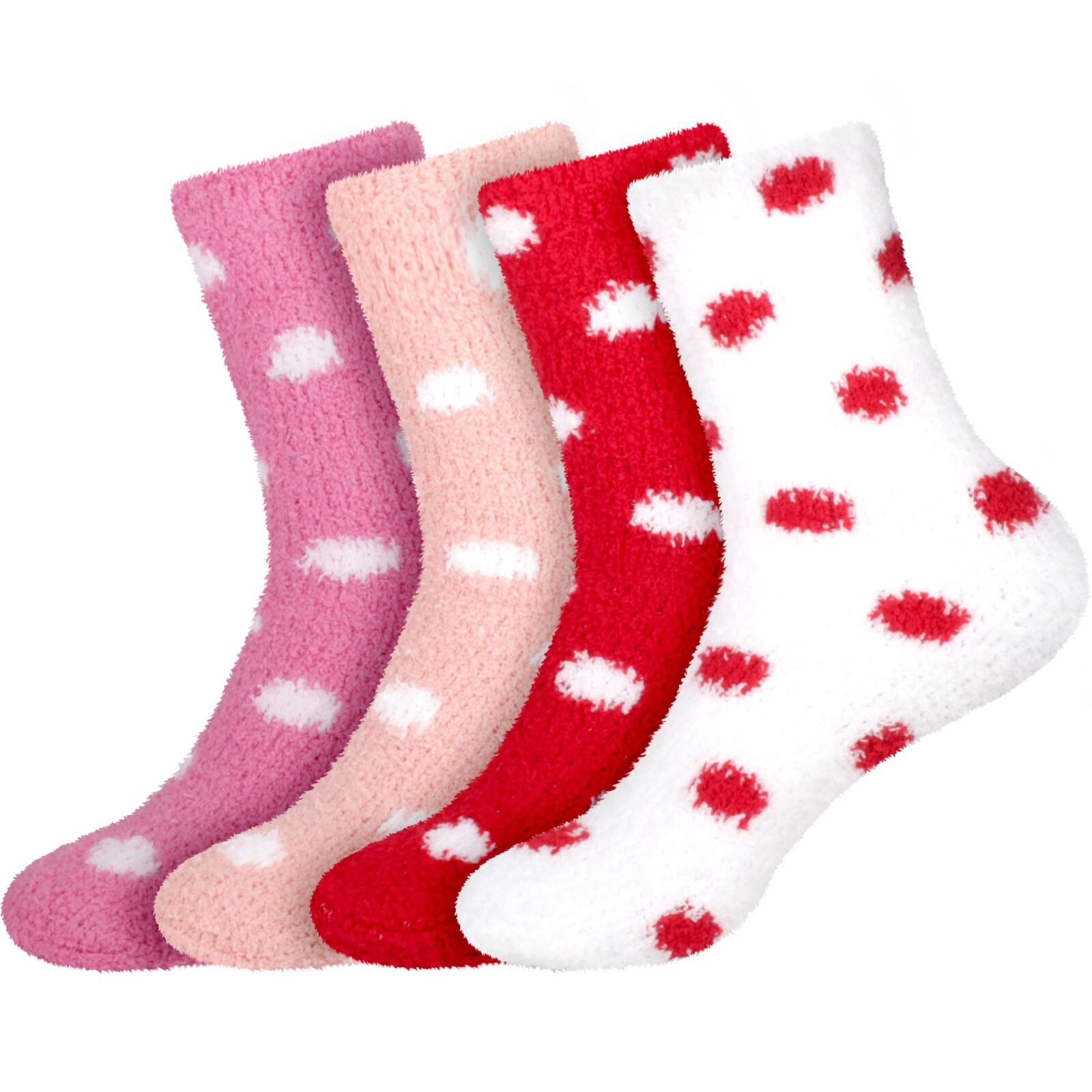 Women’s Super Cozy Warm Fuzzy Socks – Polka Dot Plush Fluffy Socks – 4 Pair