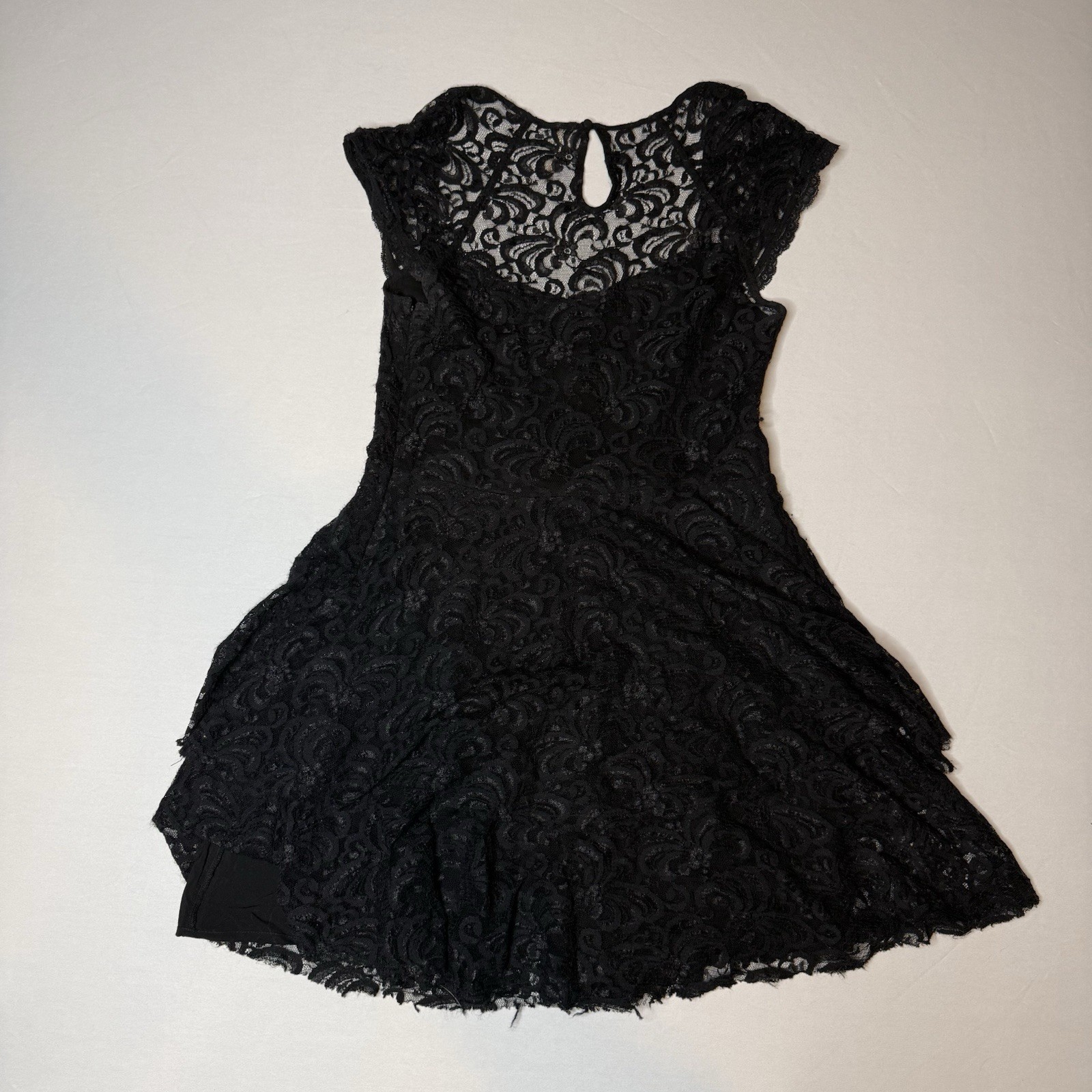 Free People Fit And Flare Rock Candy Lace Crochet Boho Hippie Mini Dress Size 10