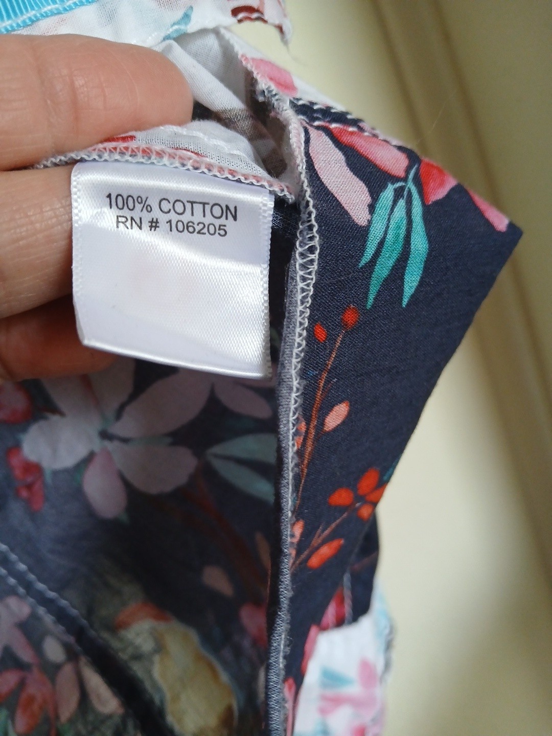 Cino Floral Botanical Bird Print Button Down Blouse Tab Sleeve 100% Cotton Sz M