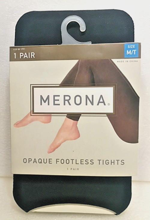 Merona ~ Opaque Footless Tights ~ Size: M/T ~ Black ~ 1 Pair