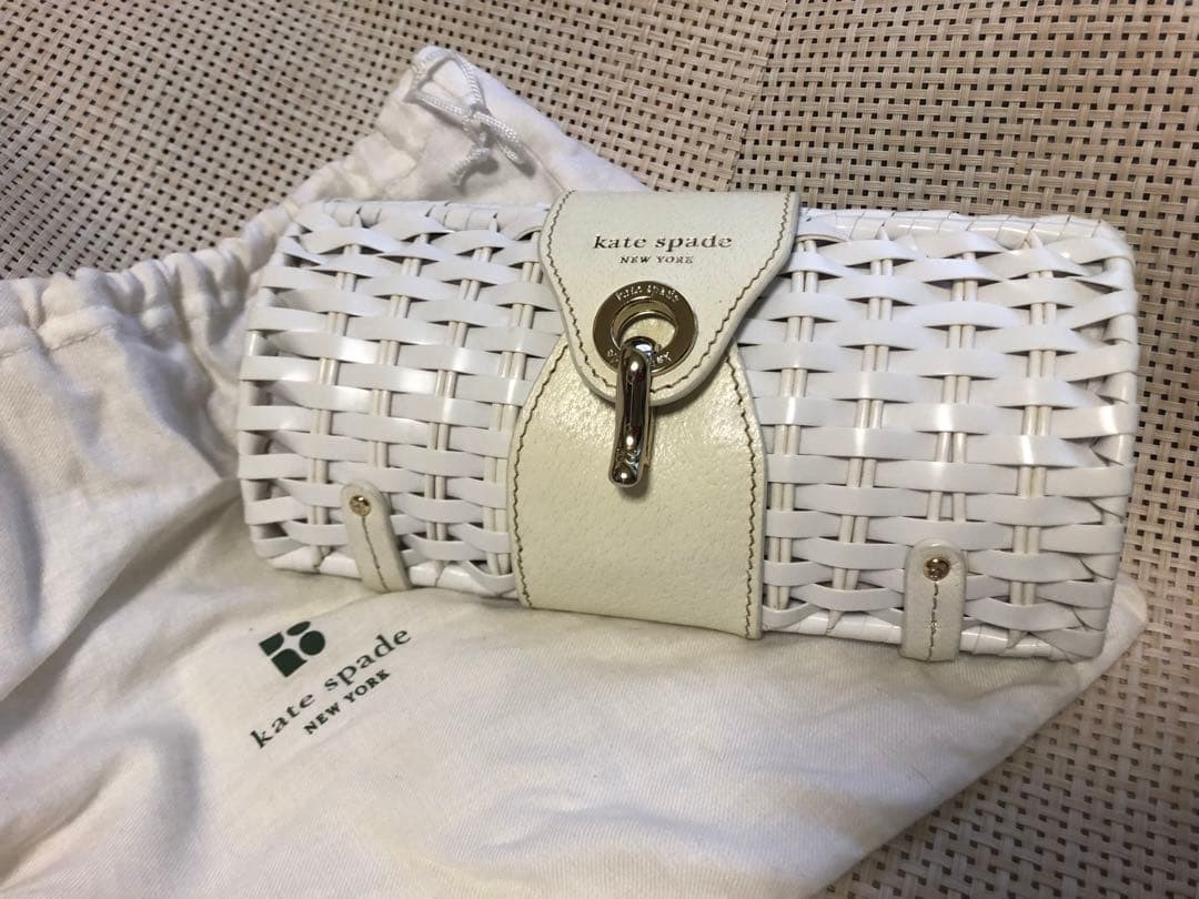 Kate Spade New York Woven White Clutch Bag Shoulder Authentic item from Japan