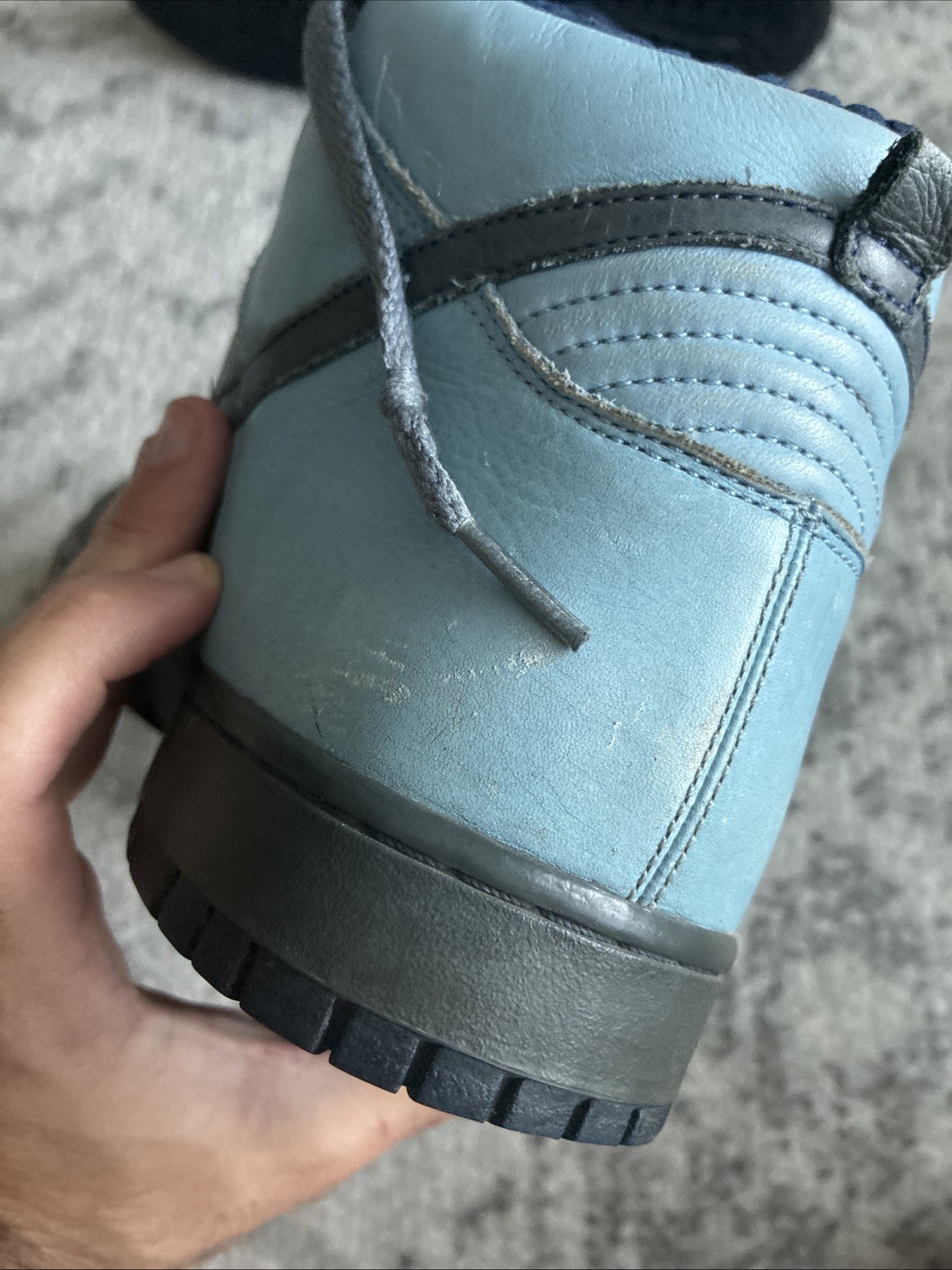 2006 Nike DUNK HIGH PREMIUM FLINT GREY MIDNT NAVY-UNI BLUE 314877-041 Black Five