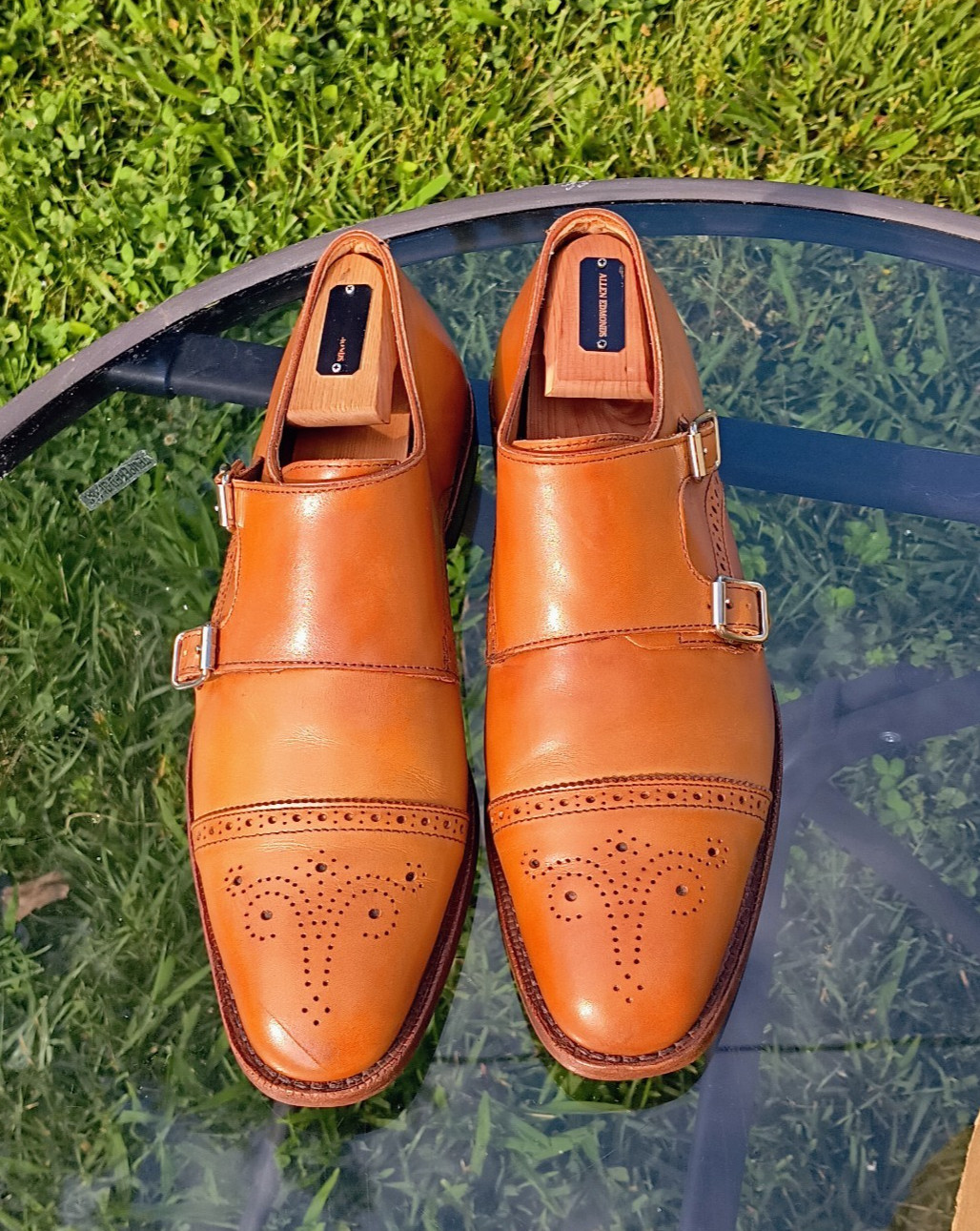 Allen Edmonds ‘St. John’s’ 8.5D Walnut Double Monk Strap EUC $425