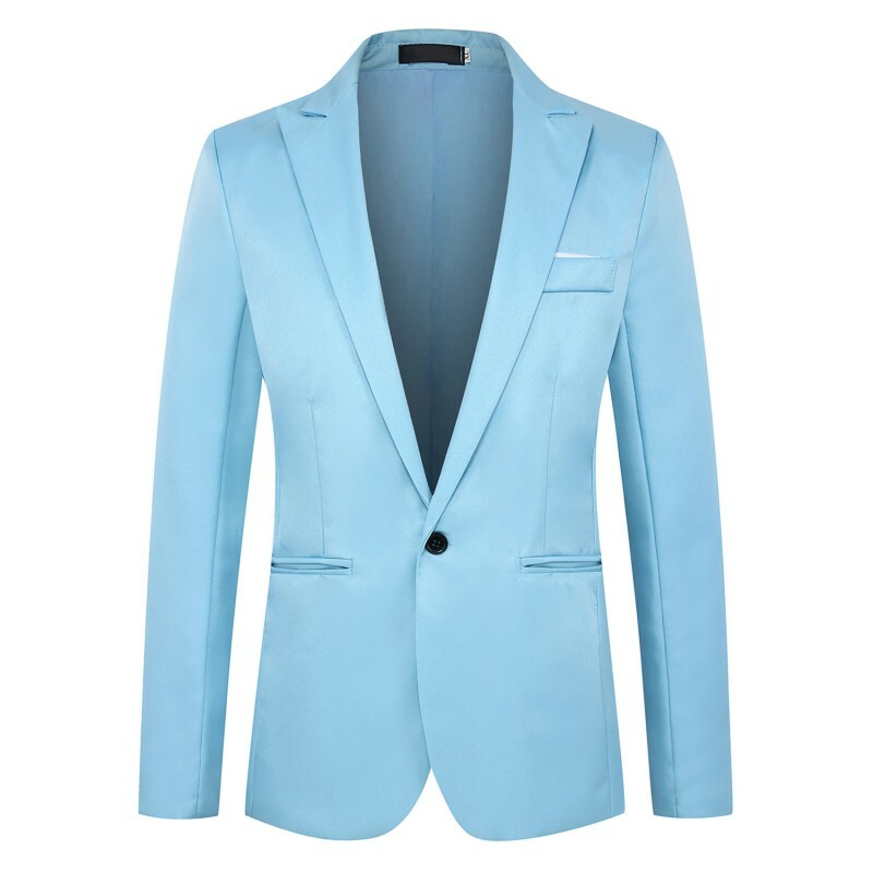 Men’s Business Casual One Button Jacket Blazer Wedding Slim Fit Long sleeve B