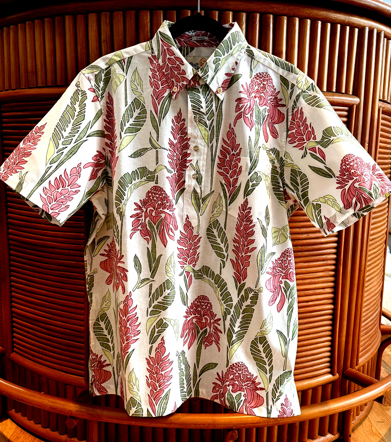 Reyn Spooner Men’s “GINGER BURST” NWT PULLOVER Classic Fit White Shirt Sizes