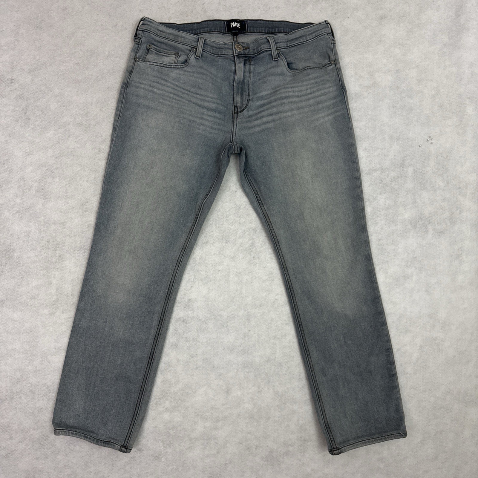 PAIGE Federal Slim Straight Jeans Mens 34 Gray Demming Stretch Denim Luxury