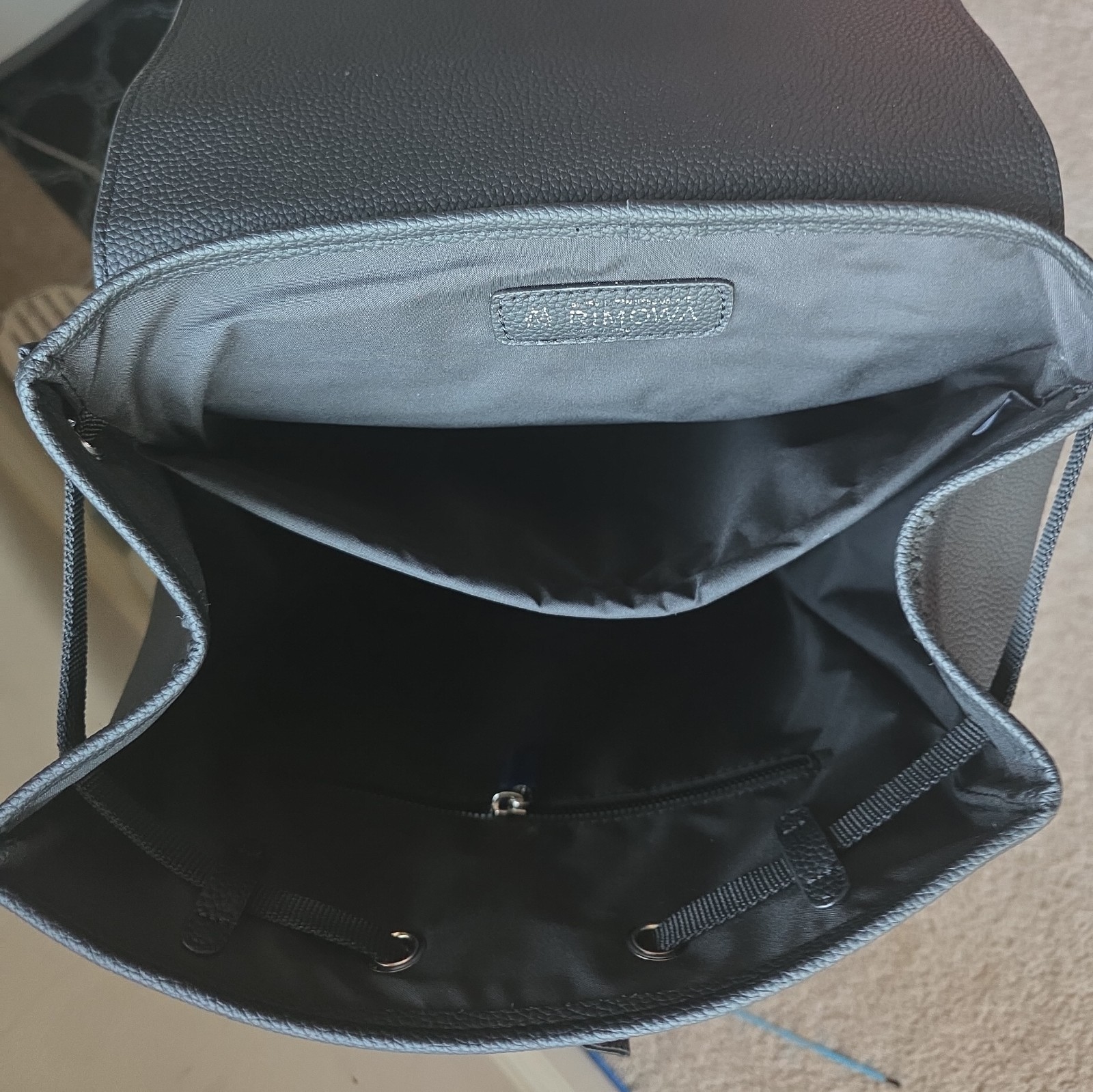 Rimowa Bag – Black Quality Leather Flap Backpack Large – Never Used