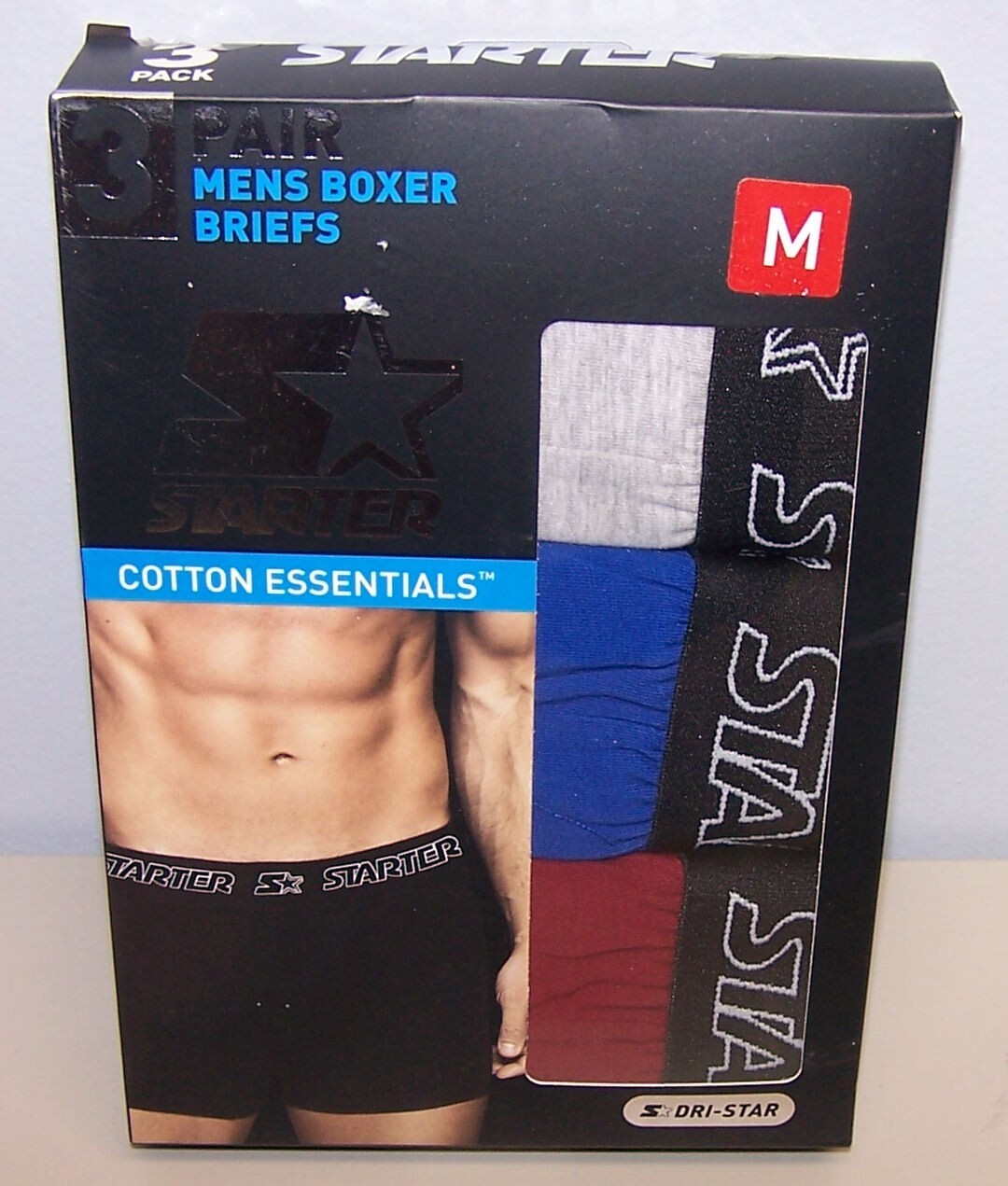 Size M 32-34 Men’s Starter Boxer Briefs Dri-Star 3 Pair