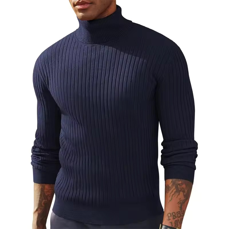 Men’s Slim Fit Turtleneck Sweater Long Sleeve Knitted Pullover Winter Warm Thick