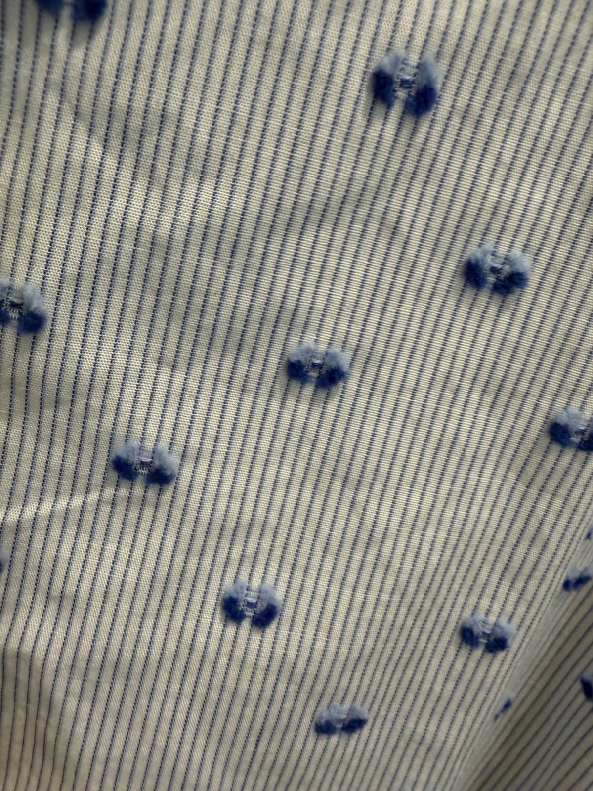 J. McLaughlin White Shirt with Blue Embroidered Detail Size XL Long Sleeve
