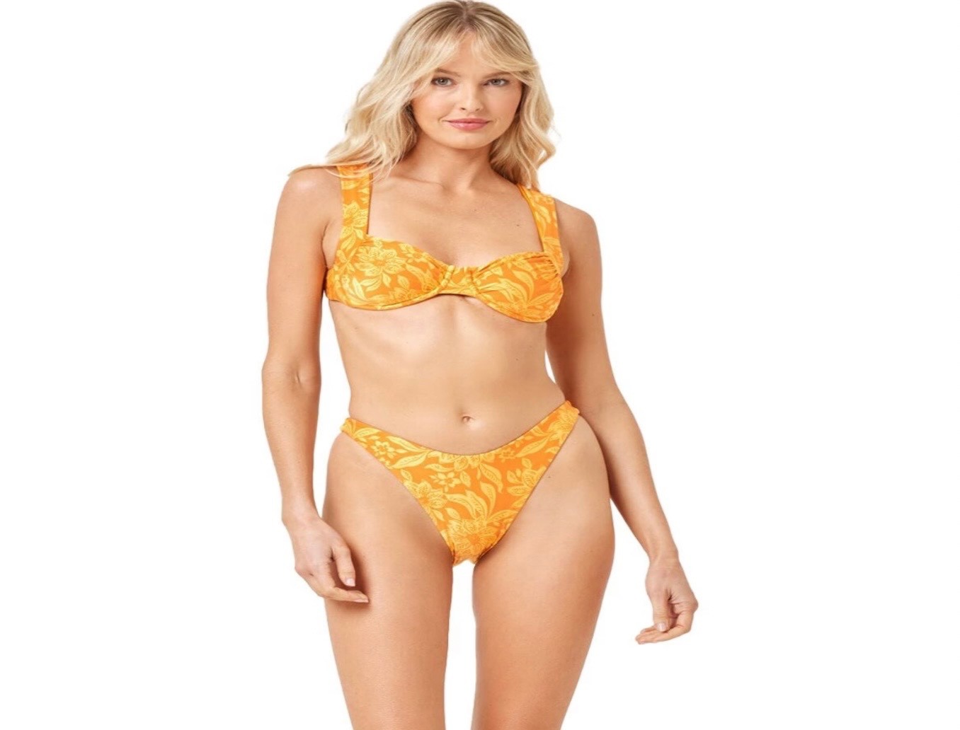 L*SPACE Women’s Leilani Bitsy Bikini Bottom Golden Hour Large High Leg NWT