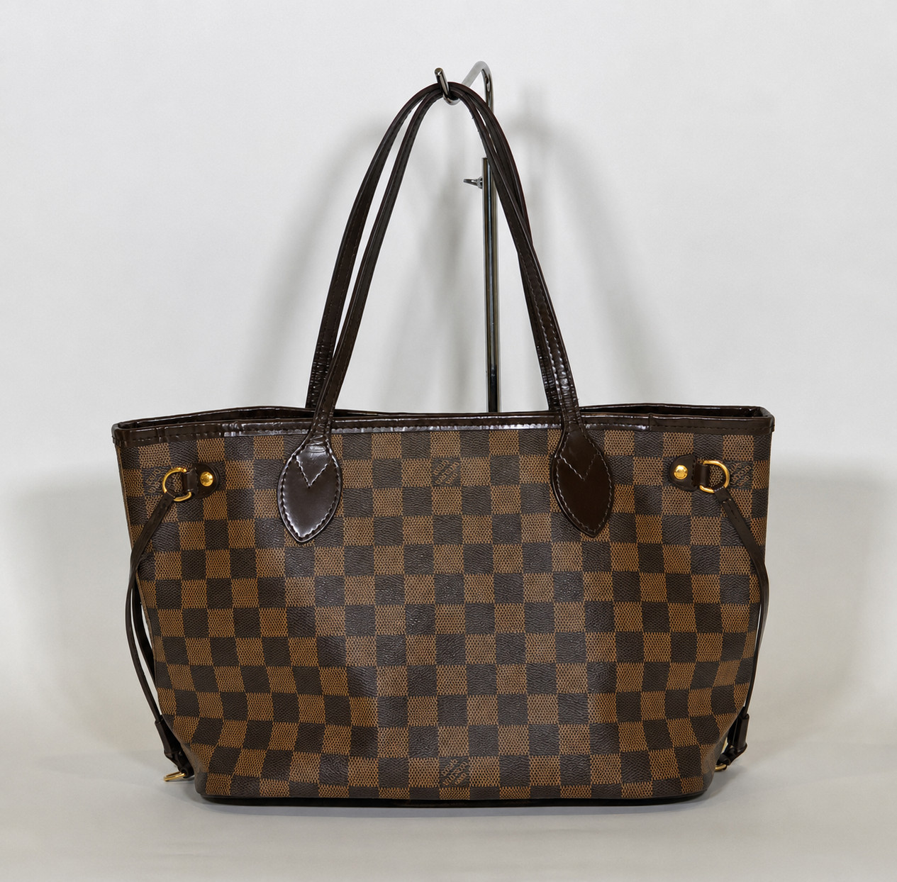 LOUIS VUITTON Neverfull PM Damier Ebene Canvas Brown Tote Bag N51109 Authentic