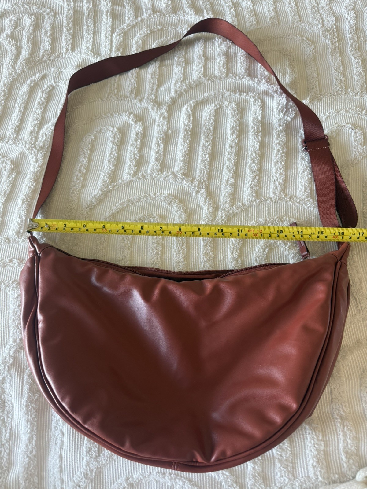 UNIQLO C Faux Leather Touch Round Shoulder Bag Dark Orange