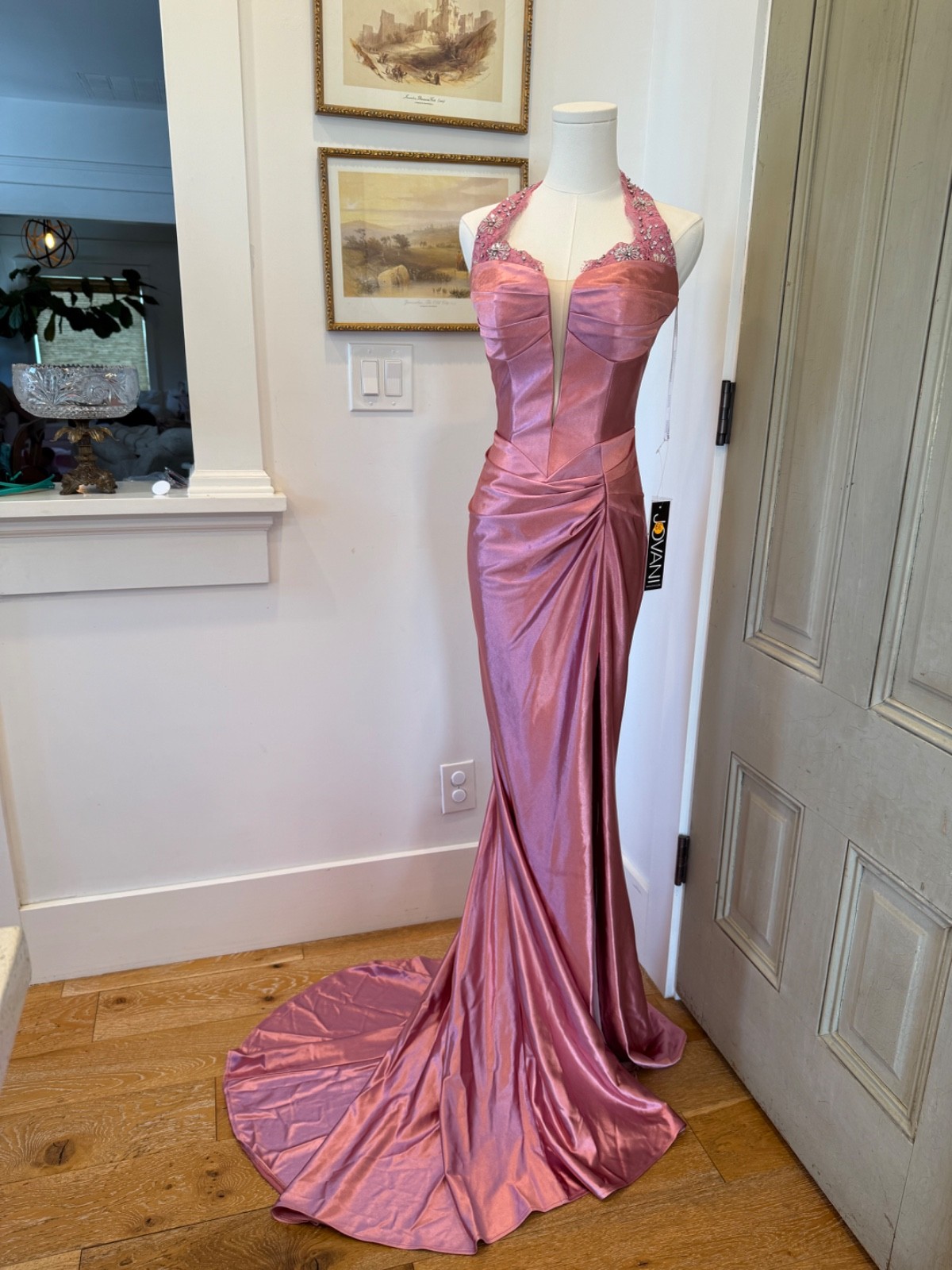 jovani size 2 pink satin gown