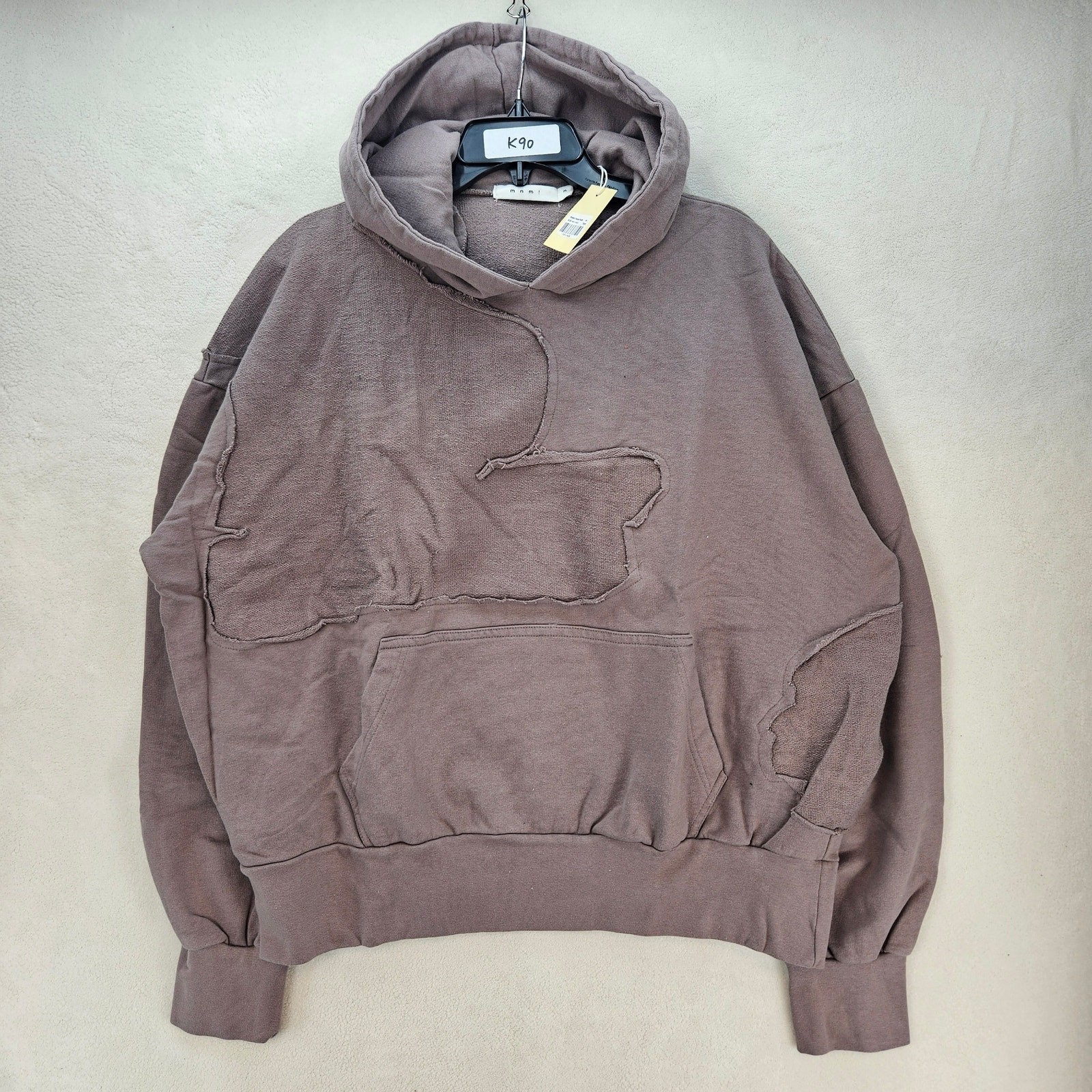 MNML MEN’S MEDIUM PURPLE WASHED PANELED PULLOVER HOODIE NWT