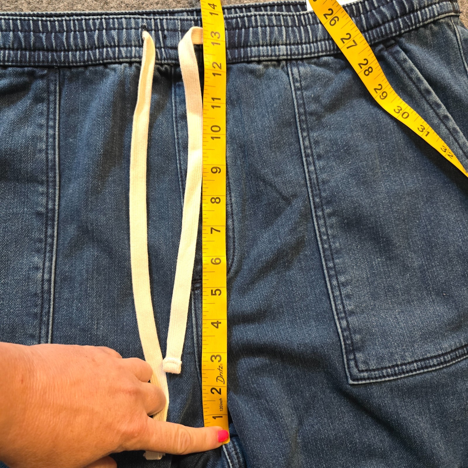 Sun Stone Jeans Mens XL Blue Denim Pull On Cargo Utility Taper Stretch Casual