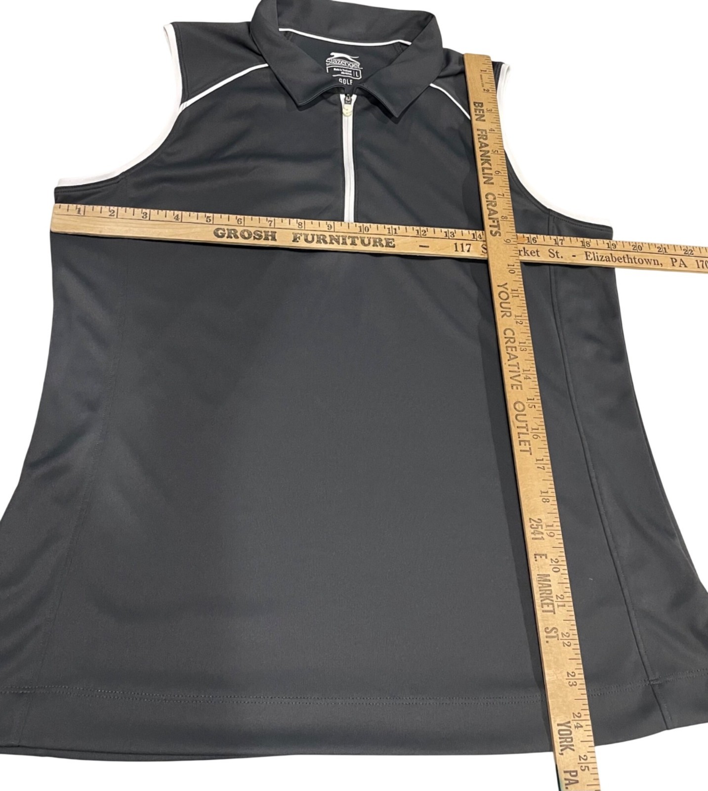 Slazenger Performance Golf Polo Shirt L Black Sleeveless 1/4 Zip Workout Sporty