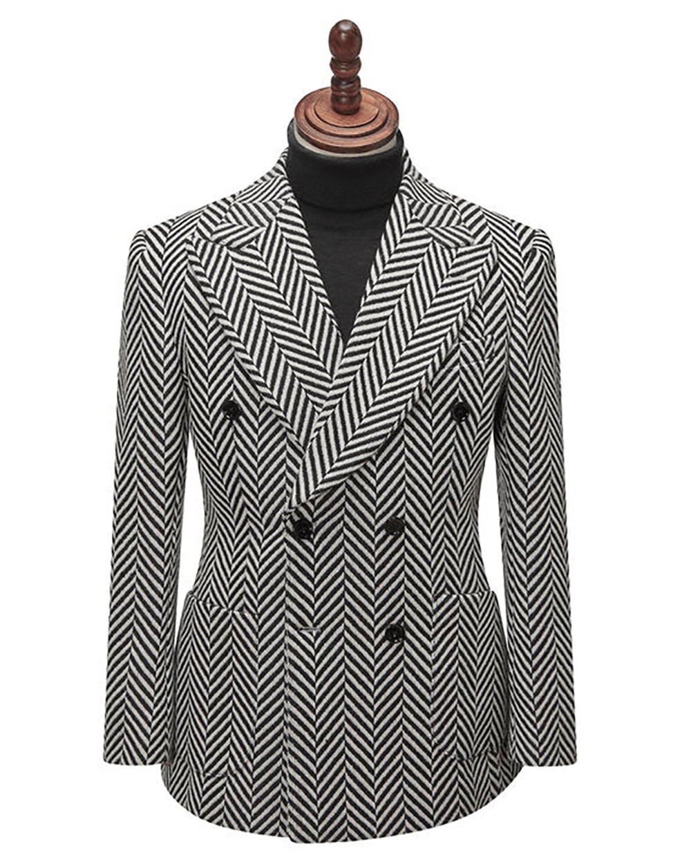 Business Men Suits Herringbone Wedding Party Tuxedos Tailored Wool Blend Tweed