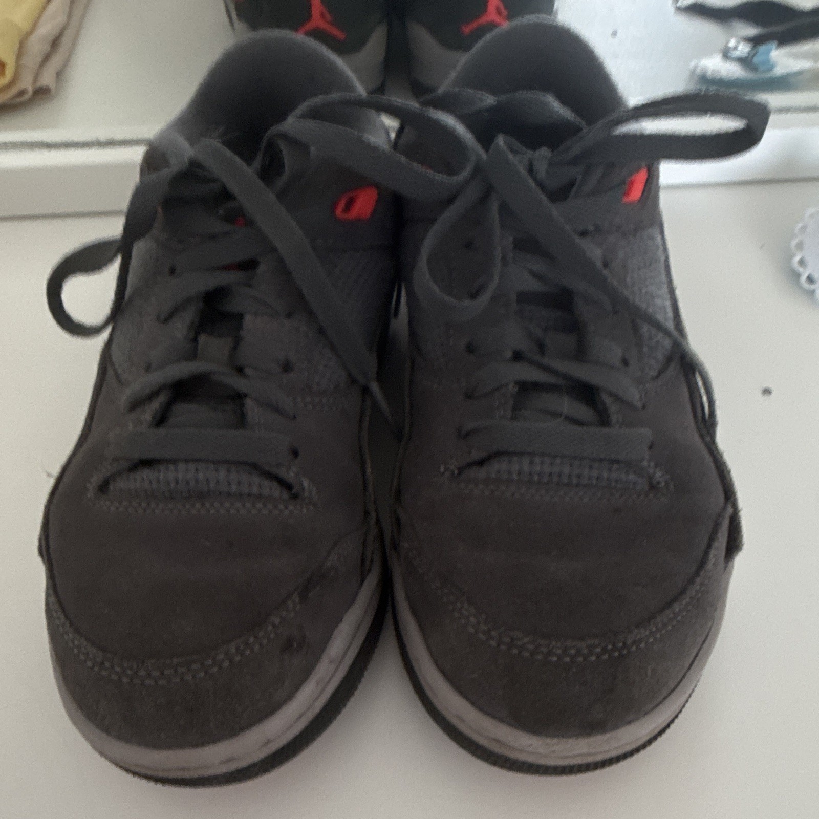 Jordan Flight Origin Low Top Leather Sneaker Kids 6Y Black/Gray/Red HF3333-003