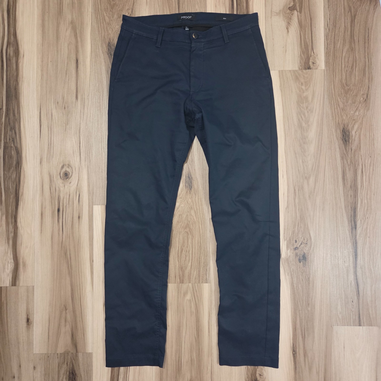 Proof Rover Pants Mens 33 Slim Fit Navy Blue Slate Technical Chino Trousers