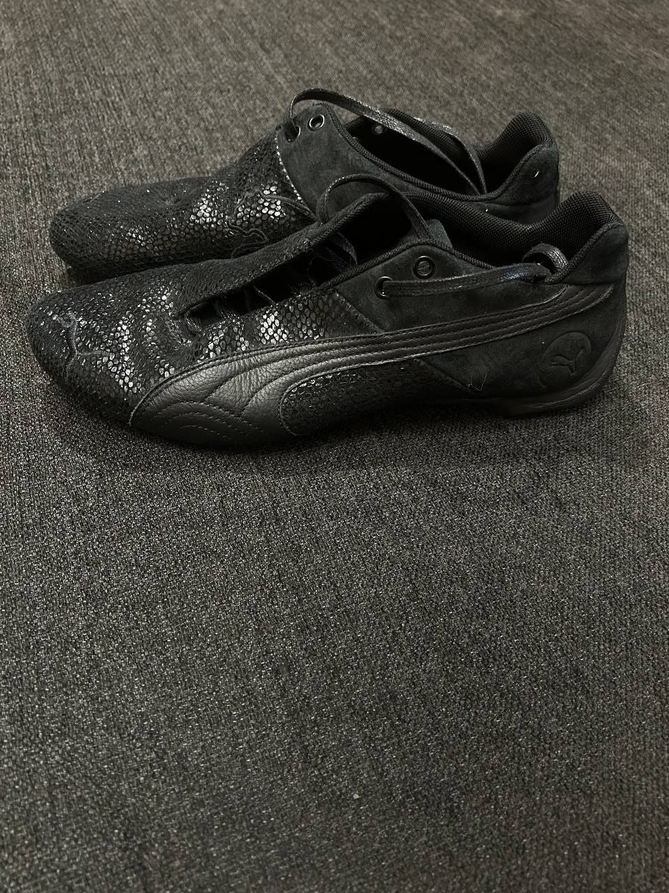 Vintage Puma Future Cat Low Black Reptile Skin Suede Sneakers Size 10.5