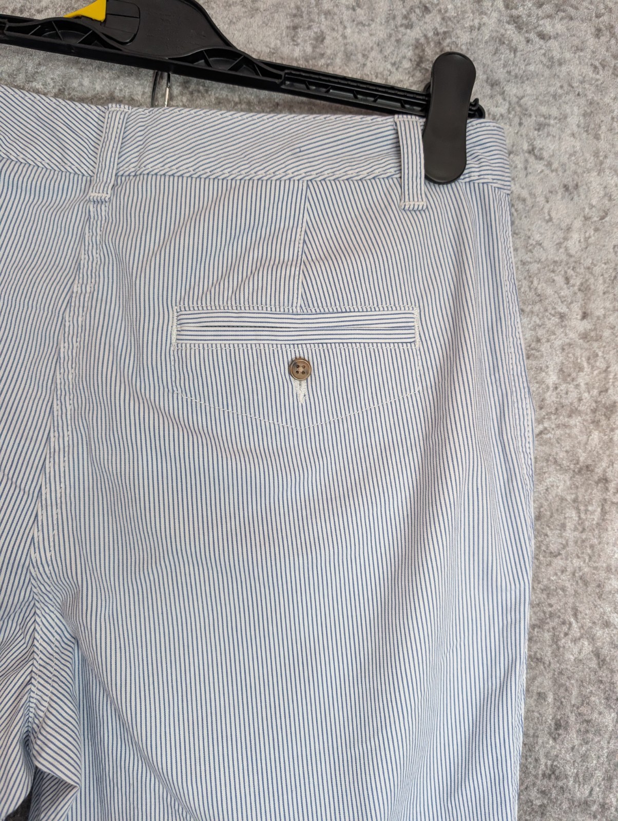 Marks & Spencer Blue & White Striped Tapered Cotton Summer Chino Trousers UK 12