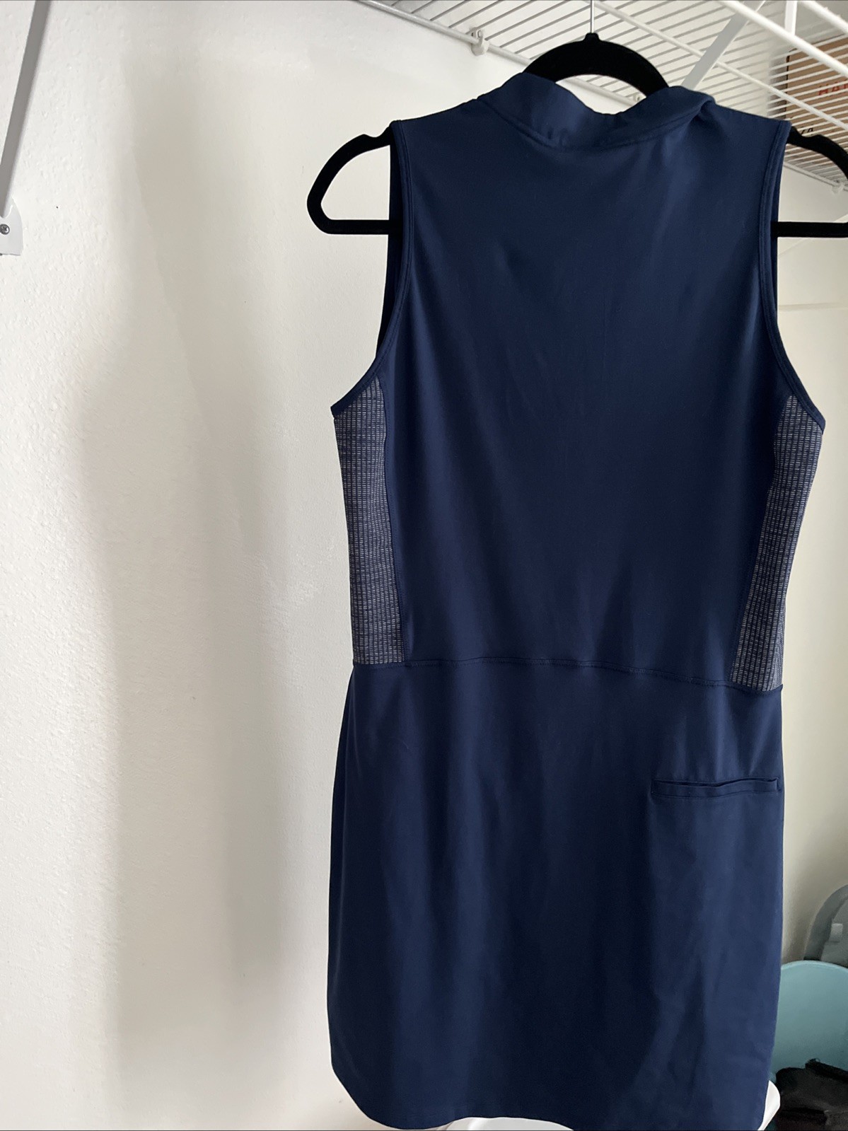 Adidas Women’s Sleeveless Hooded Athletic Dress Half Zip Pockets Blue