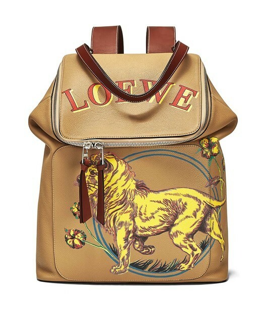 Auth LOEWE Brown Denim Leather Goya Lion Backpack(no Stock)no longer made