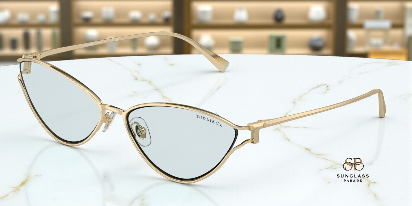 TIFFANY TF3095 6196MF Pale Gold Photo Azure 61 mm Women’s Sunglasses