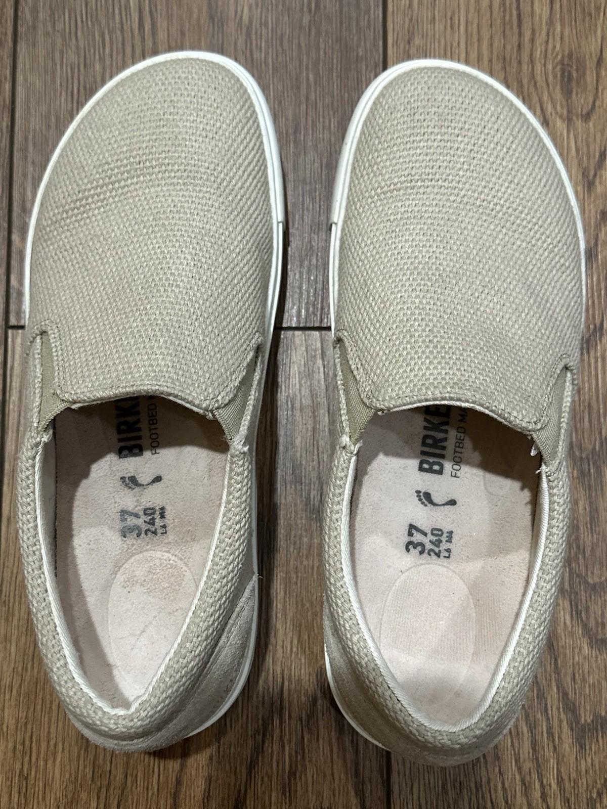 Birkenstock Oswego Women’s Slip-On Sneakers Canvas Suede Sandcastle Size 37