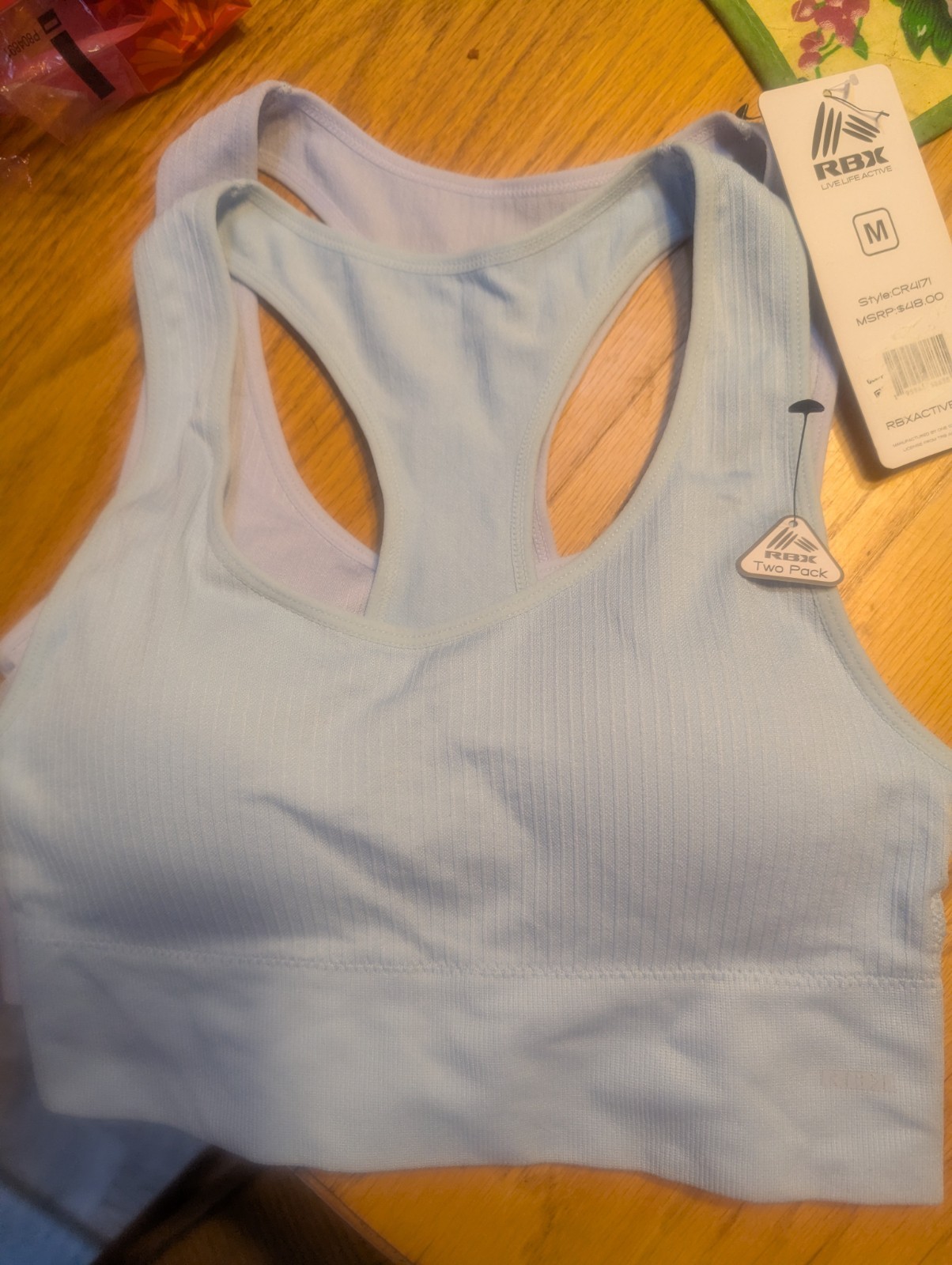 RBX Sport Bras 2 Pack Racer Sports Bra 2 Shades Of Blue. NWT.