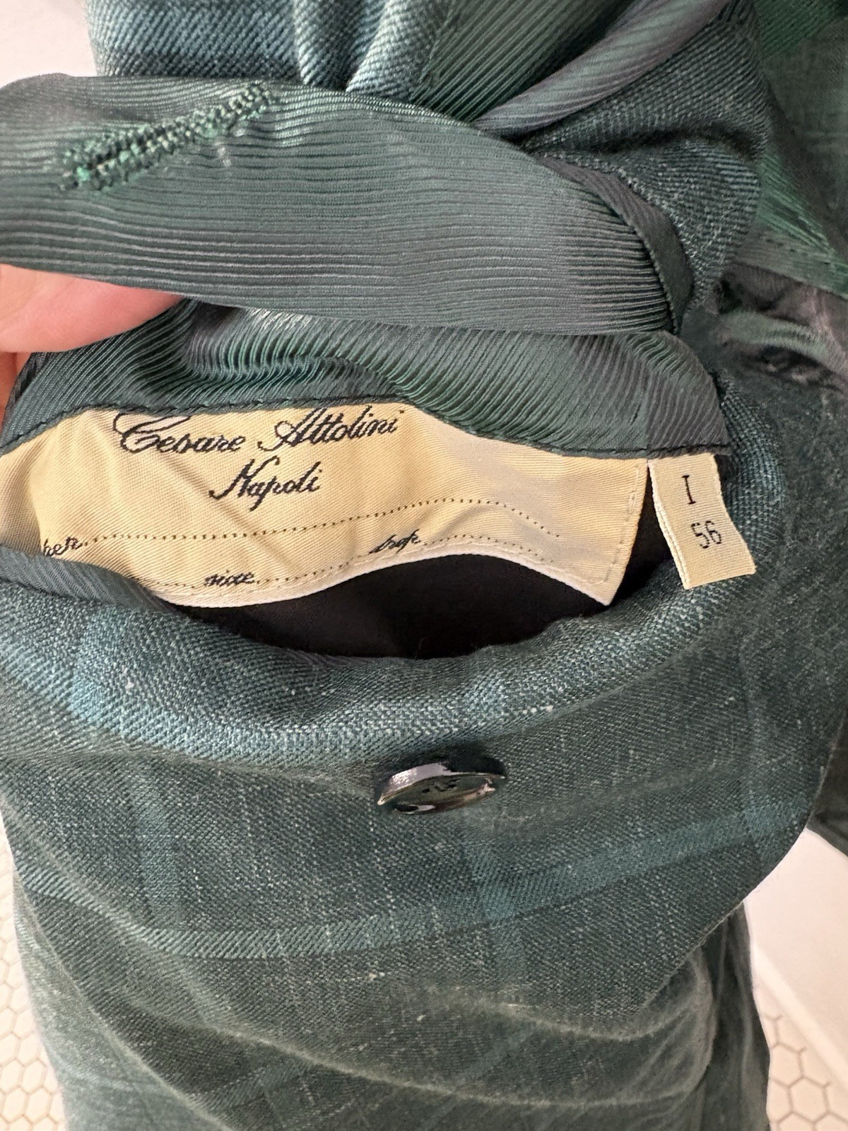 Cesare Attolini Napoli Blazer 46R 56 Green Plaid Cashmere Silk Linen Italy