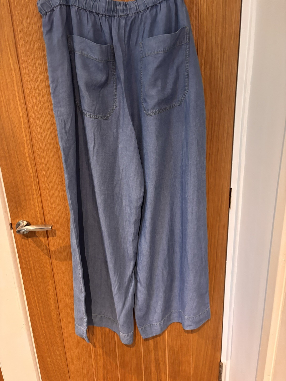 Hush Petunia Lyocell Wide Leg Lightweight Trousers Blue Drawstring Waist UK18-20