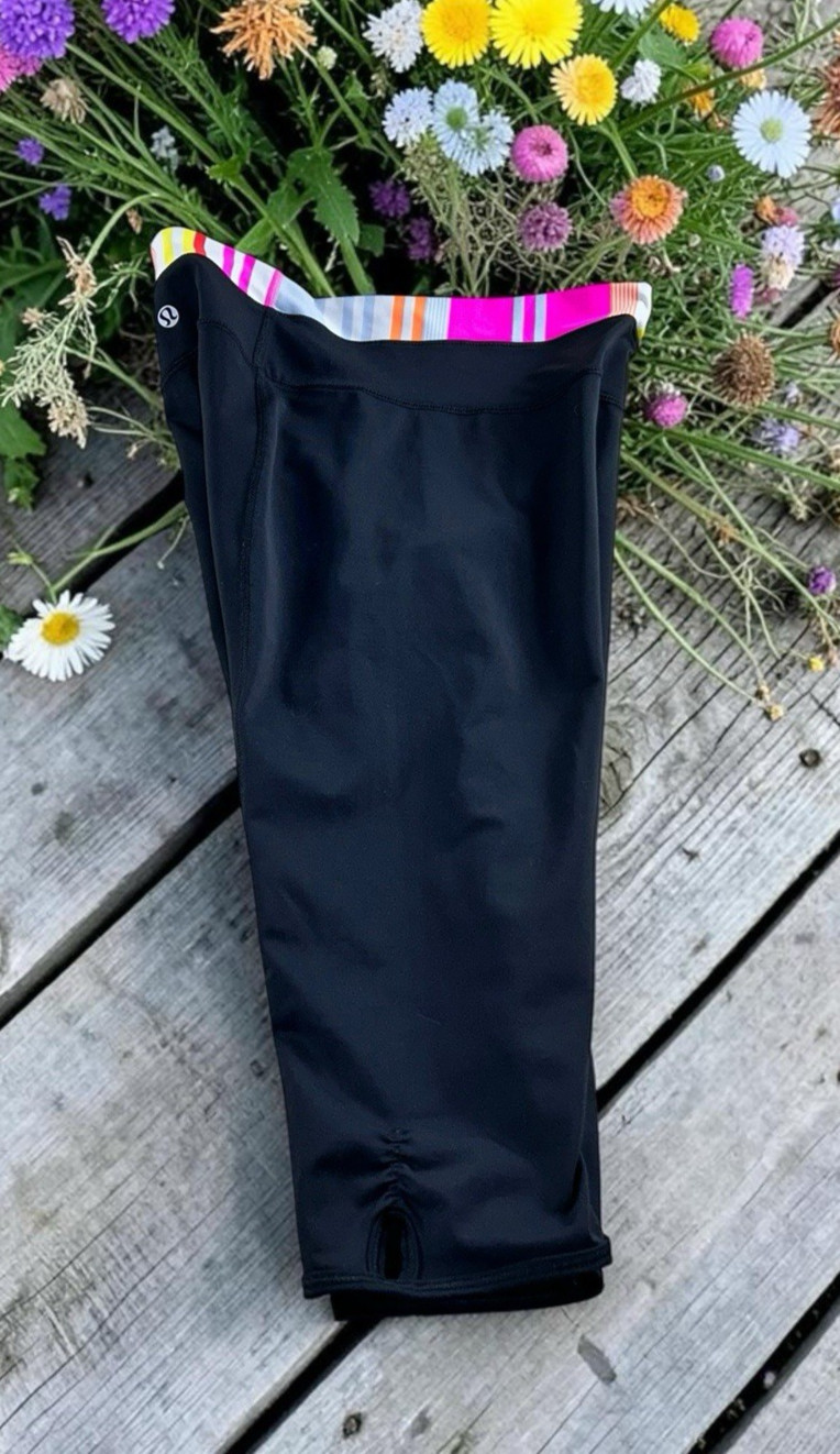 Lululemon Athletic Crop Leggings Size 6 Knee Length 15″ Inseam Black Color Block