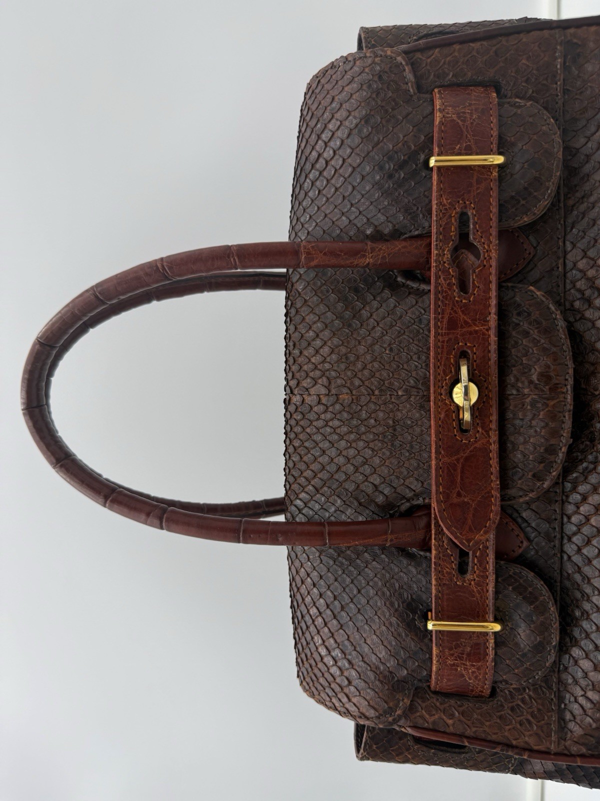🐊COLOMBO 1937 MILANO Exotic Genuine Snakeskin & Crocodile 30 Bag Made in ITALY
