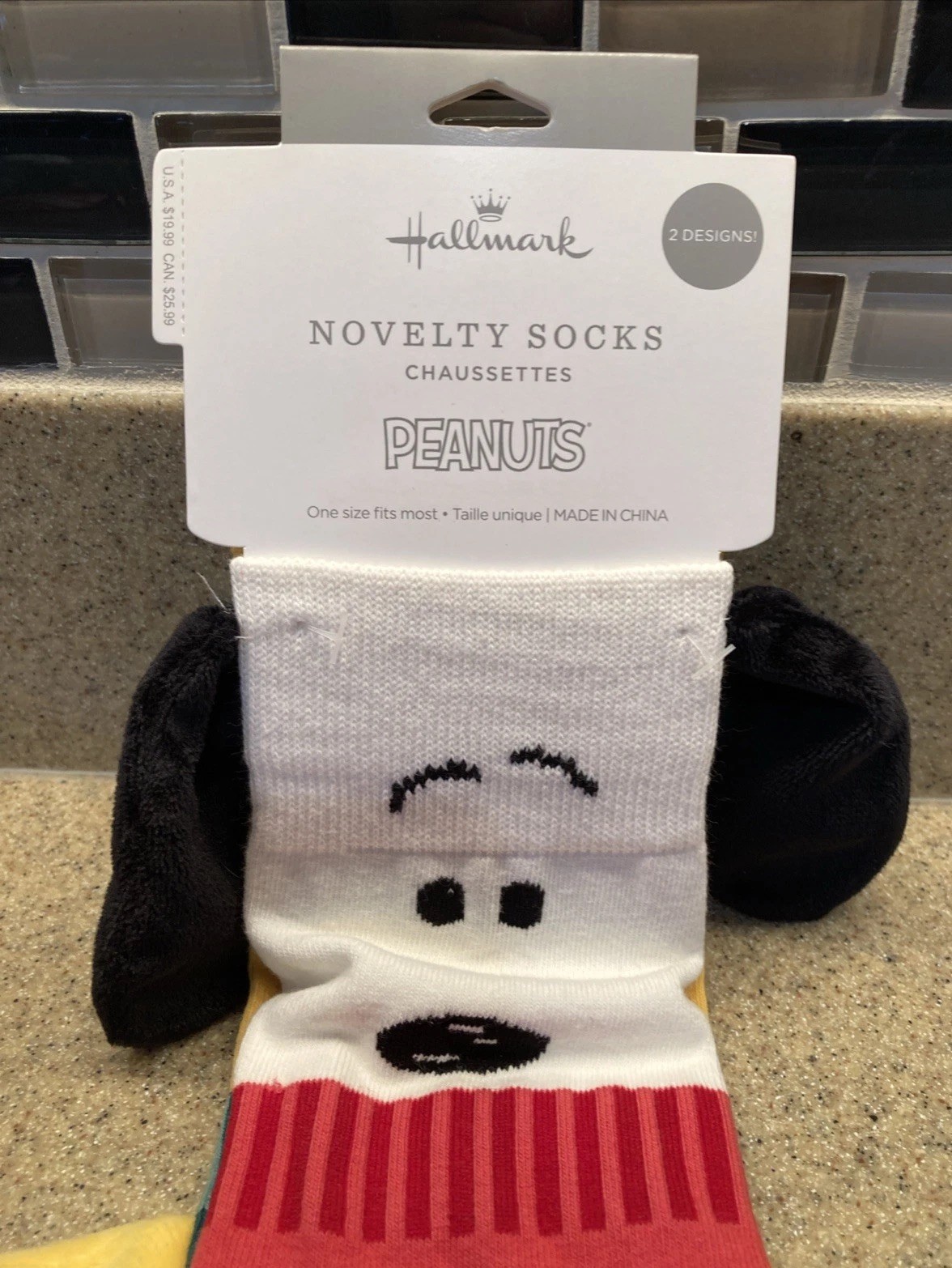 2 Pair Hallmark Snoopy Woodstock Christmas 3D Socks Novelty Plush Women’s NWT