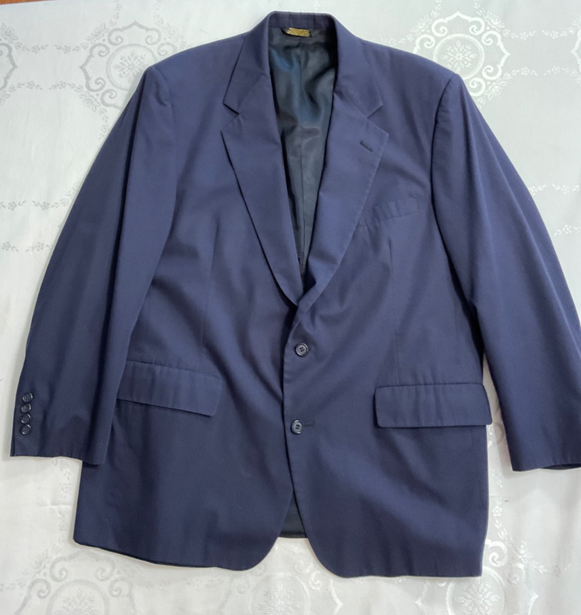 Haspel Blazer 44R Navy Blue Poplin Vintage Sport Coat Summer Weight Made in USA