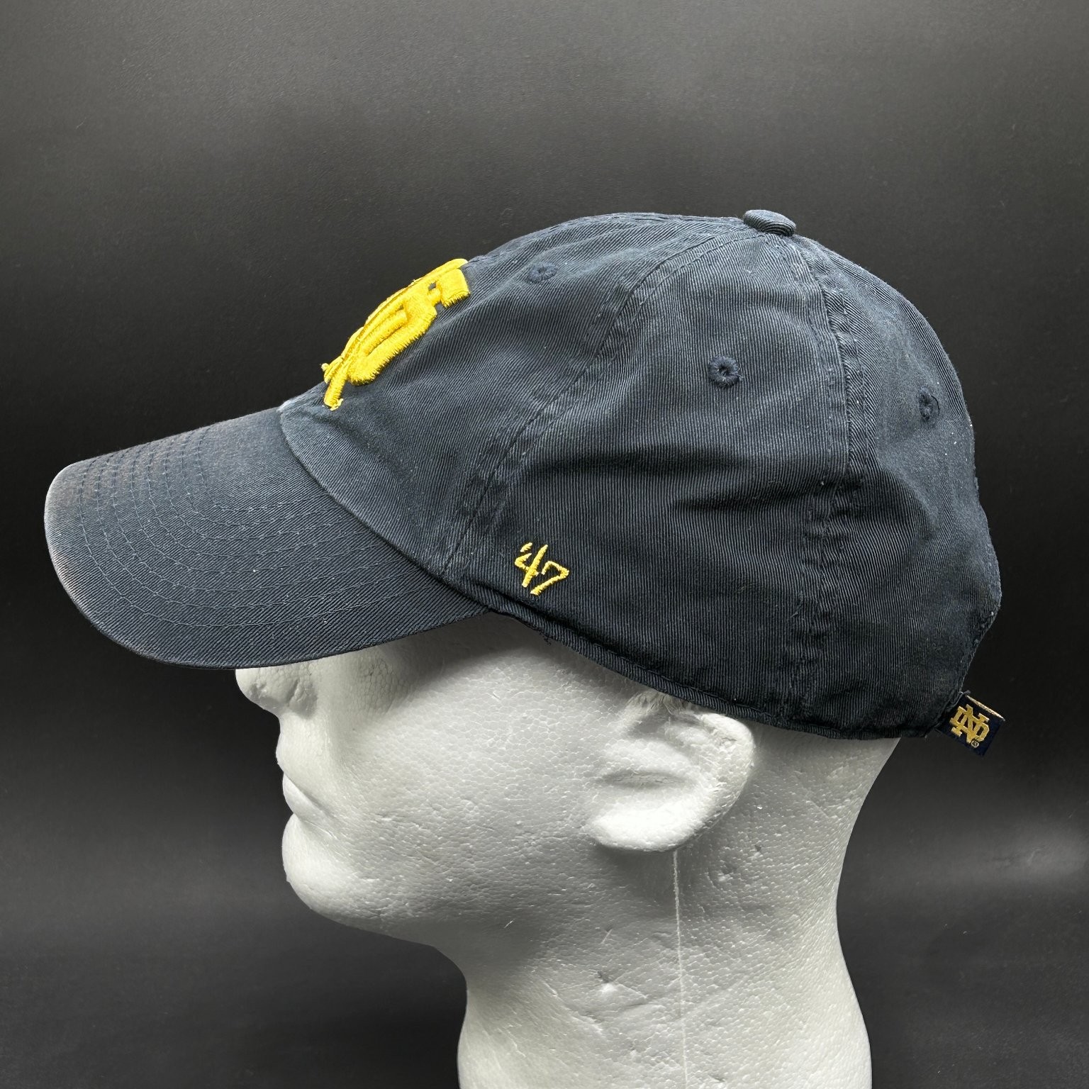 Notre Dame Hat 47 Brand Clean Up Men’s OSFA Navy Yellow Logo