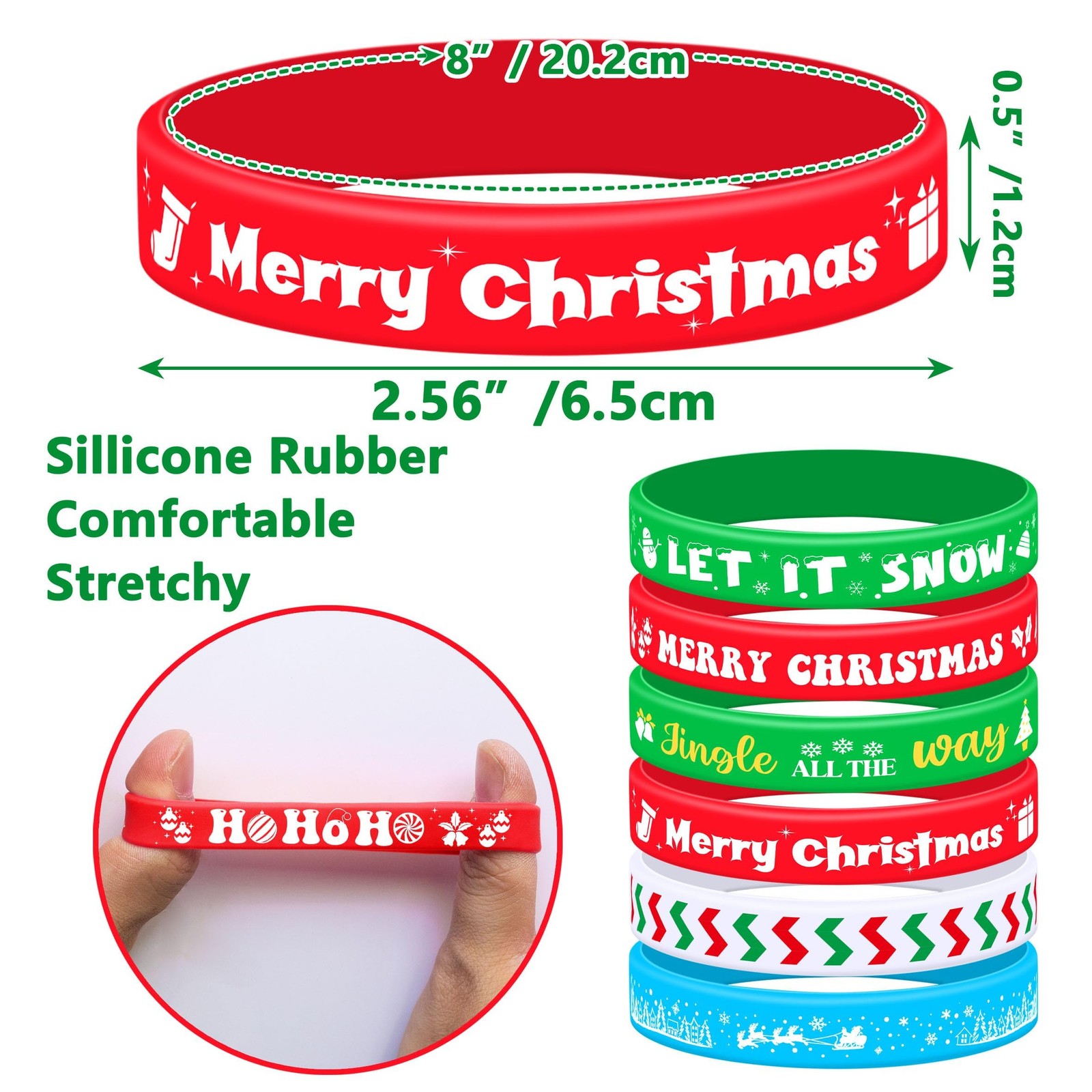 Lesnala 48 Pcs Christmas Silicone Bracelets Theme Party Rubber Wristband for Kid