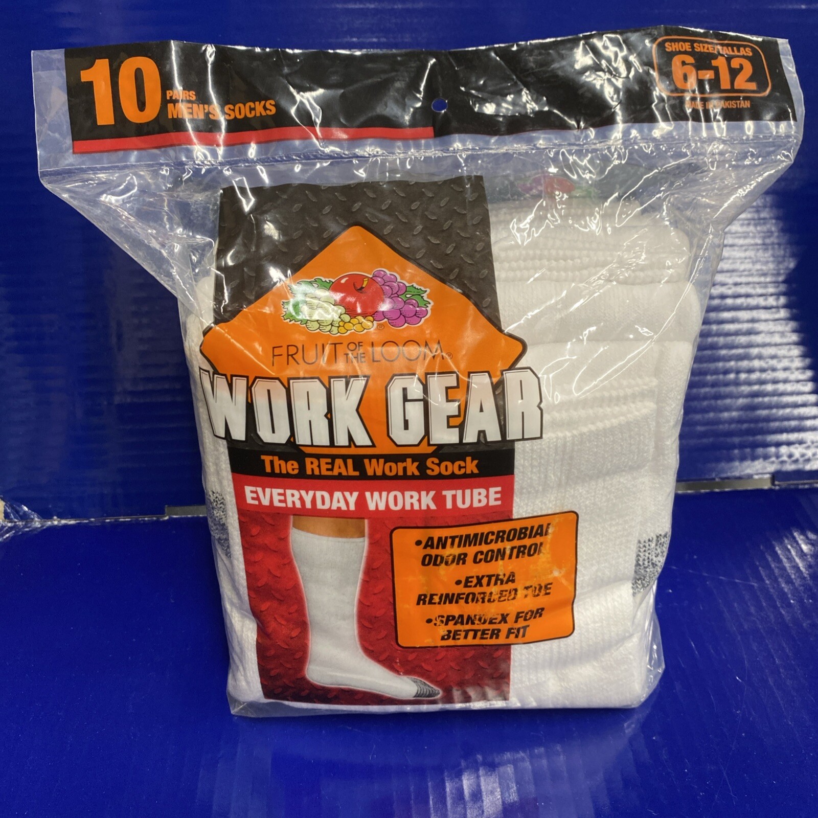 2 pack of 10X White Over Calf Tube Socks 6-12 Fruit of Loom Heavy Duty Work Gear