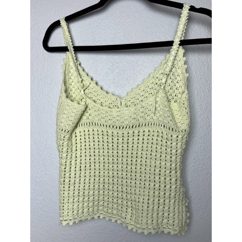 Victoria’s Secret Crochet Top Womens S Yellow Y2K Beach Boho Cottagecore