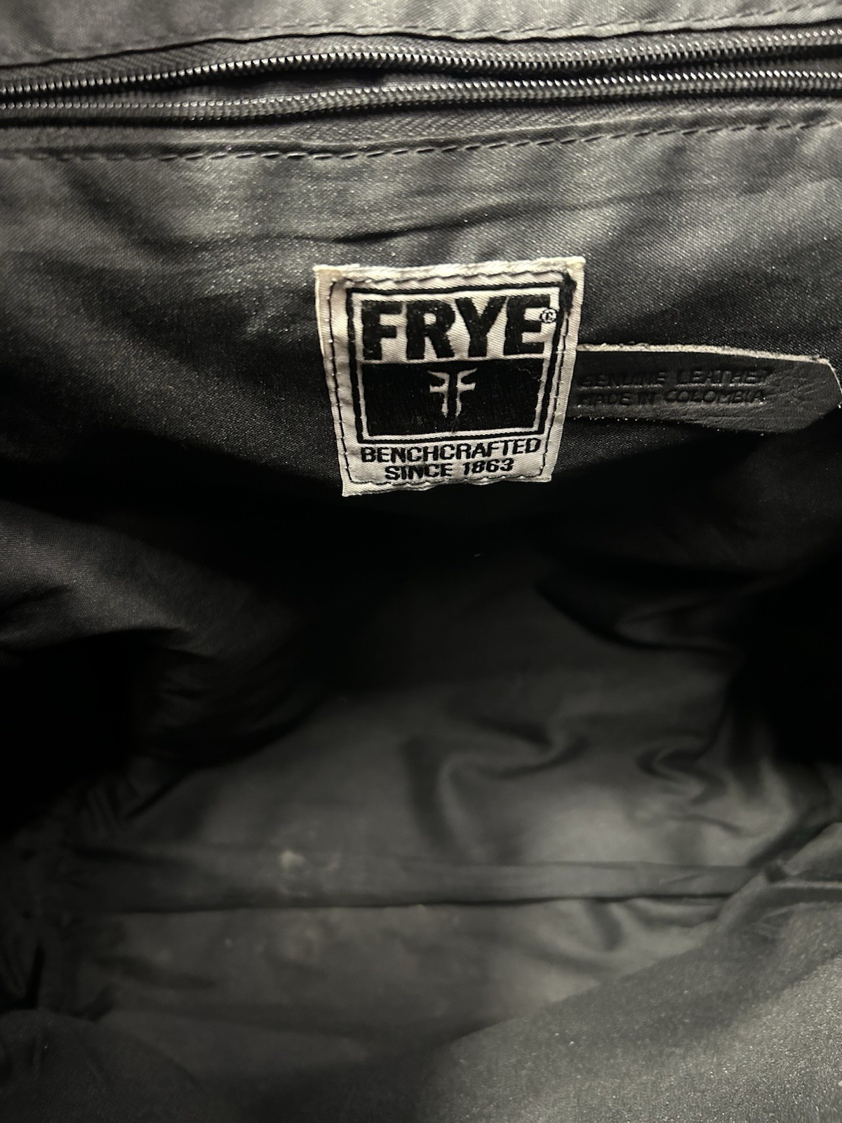 Frye Black Genuine Leather Drawstring Flap Large Backpack With Top Handle Unisex