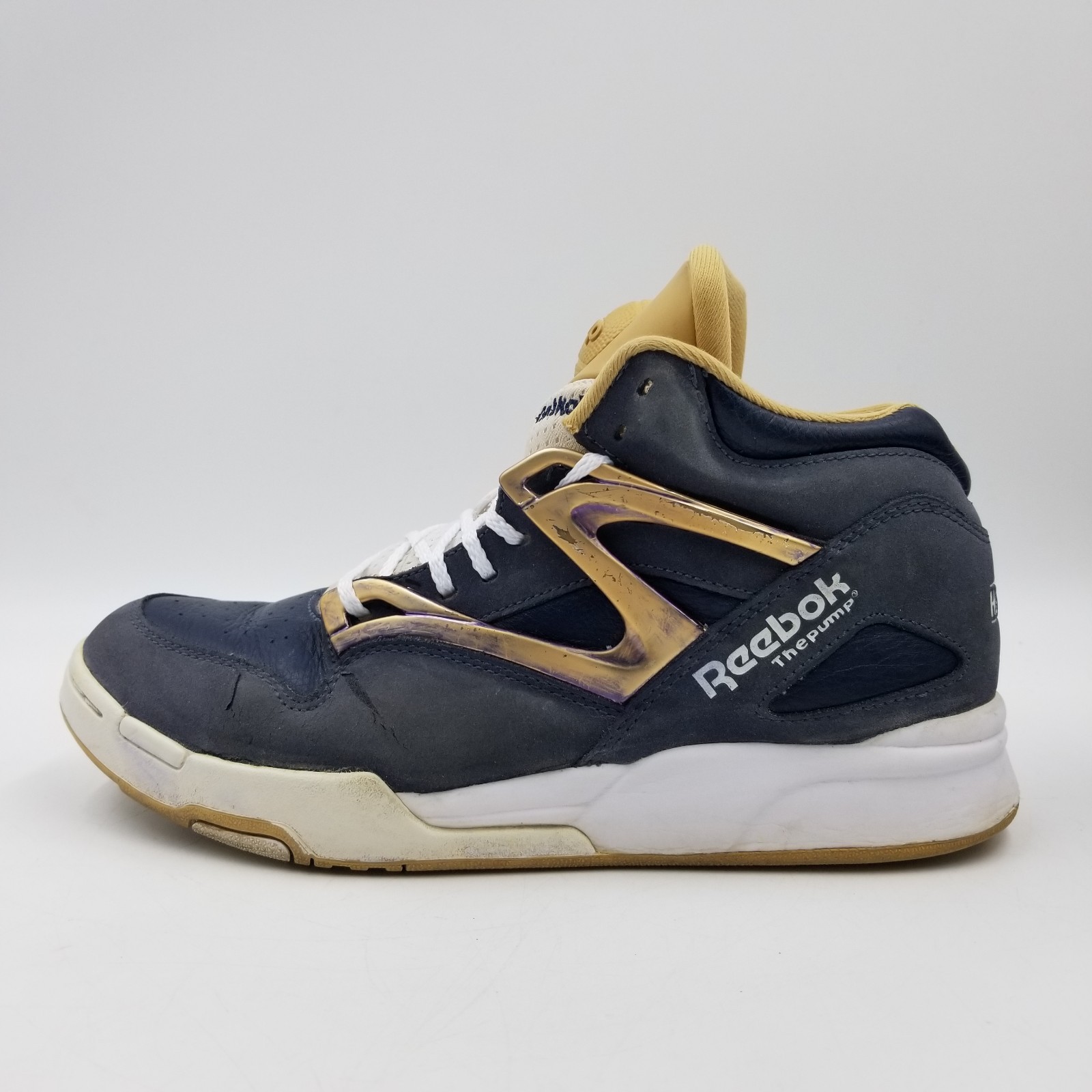 Reebok Pump Omni Lite “Navy Brass” Rare Mens 8.5 Blue Tan