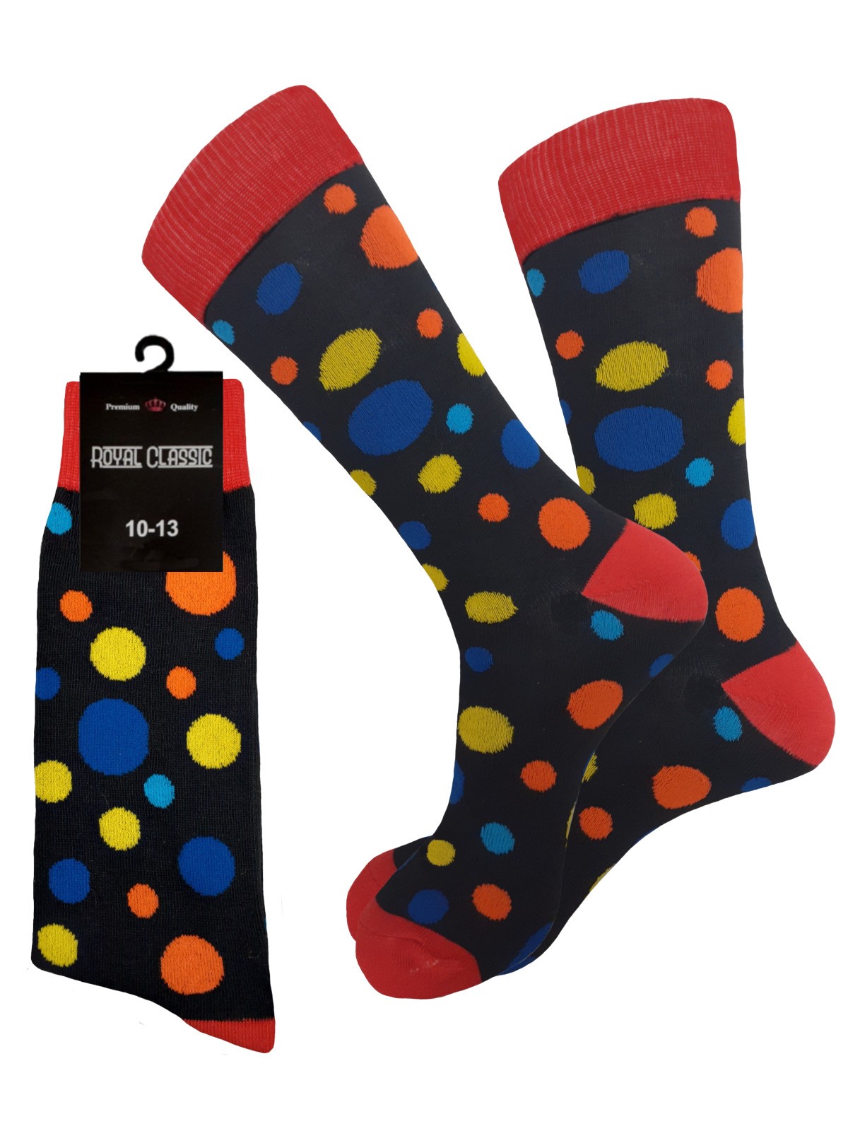 3-6 PK Cotton Dress Socks First Quality SIZE 10-13 Multicolor Polka Dot Socks
