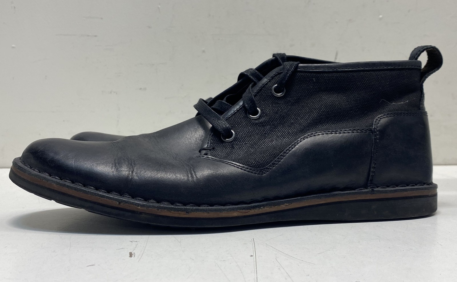 John Varvatos Black Leather Canvas Chukka Boots Men’s Size 8.5 F1785R1B