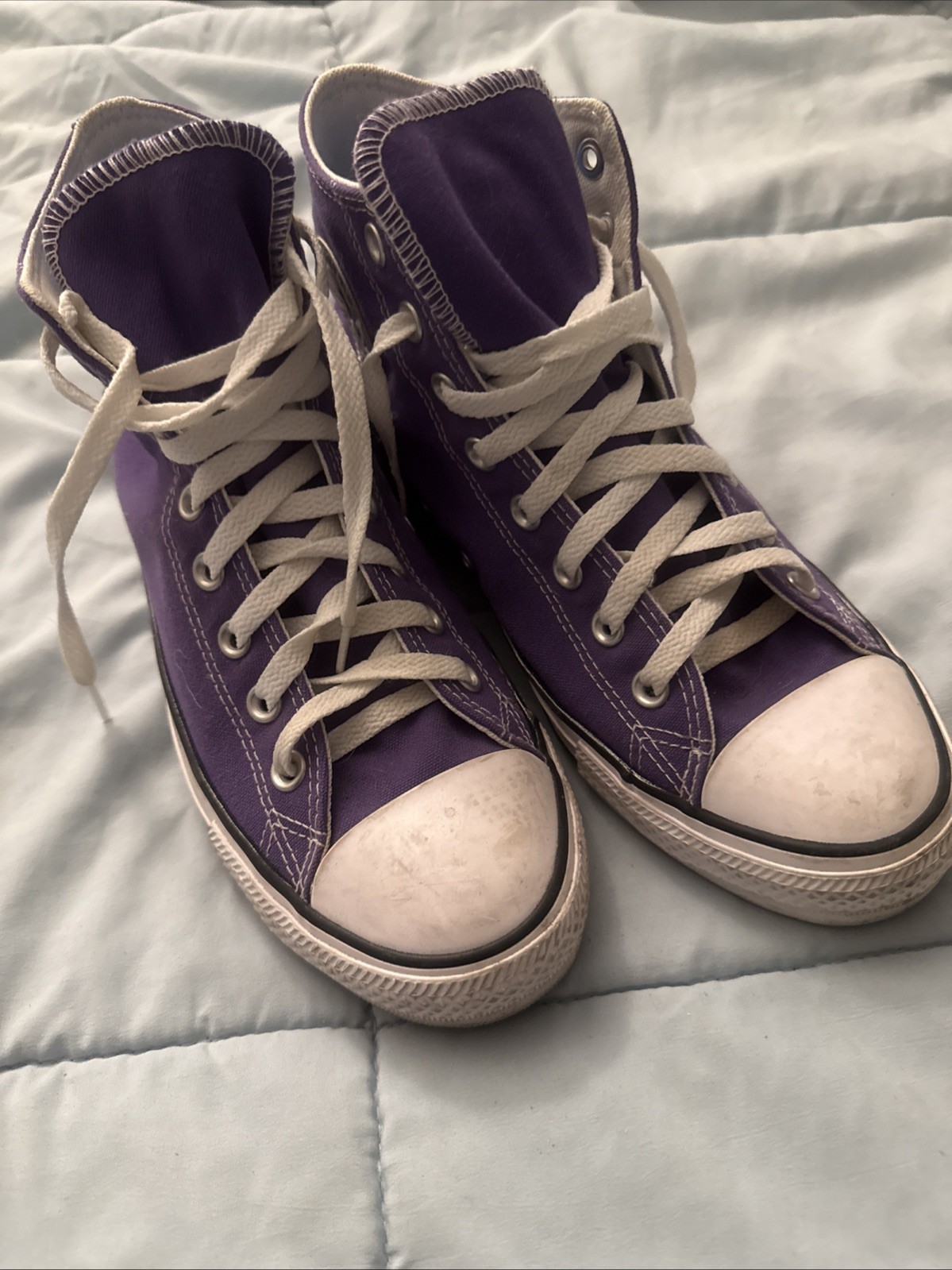 Purple Converse High Top Sneakers With White Accents Unisex Sneakers M8 W10