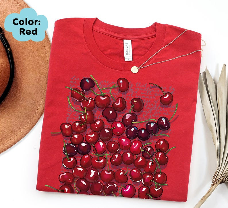 Cherry T-Shirt | Cute Fruit Typography Shirt | Cherished Summer Gift FREESHIP