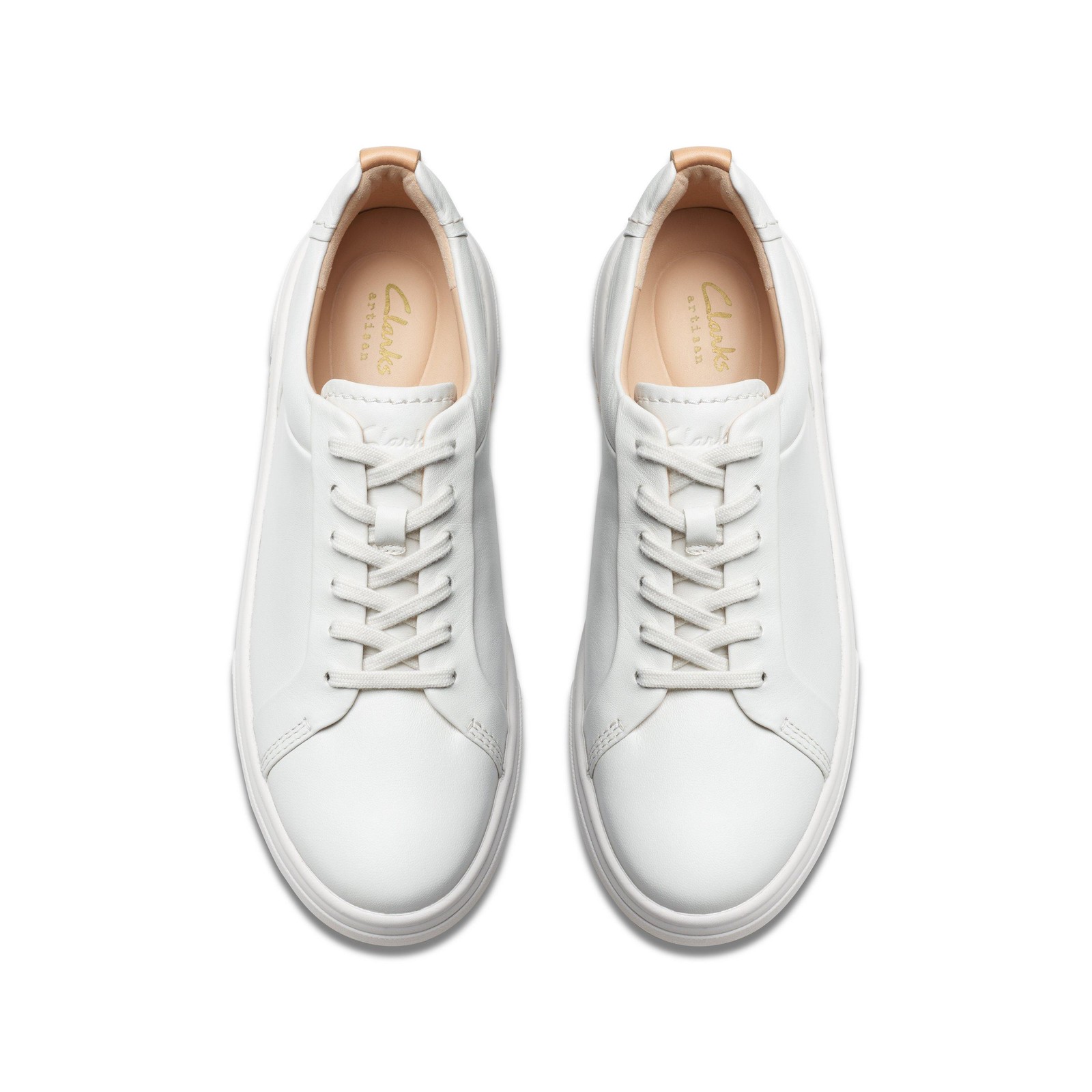 Clarks Womens Hollyhock Walk White Leather Active Sneakers Shoes