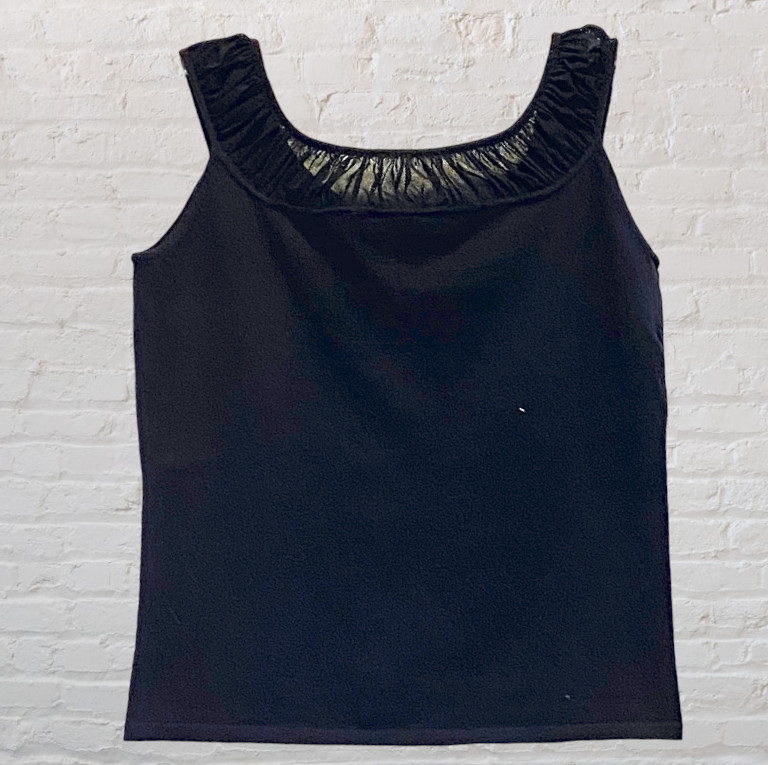 AXCESS — Black Tank with Mesh Collar, Sleeveless, Cotton